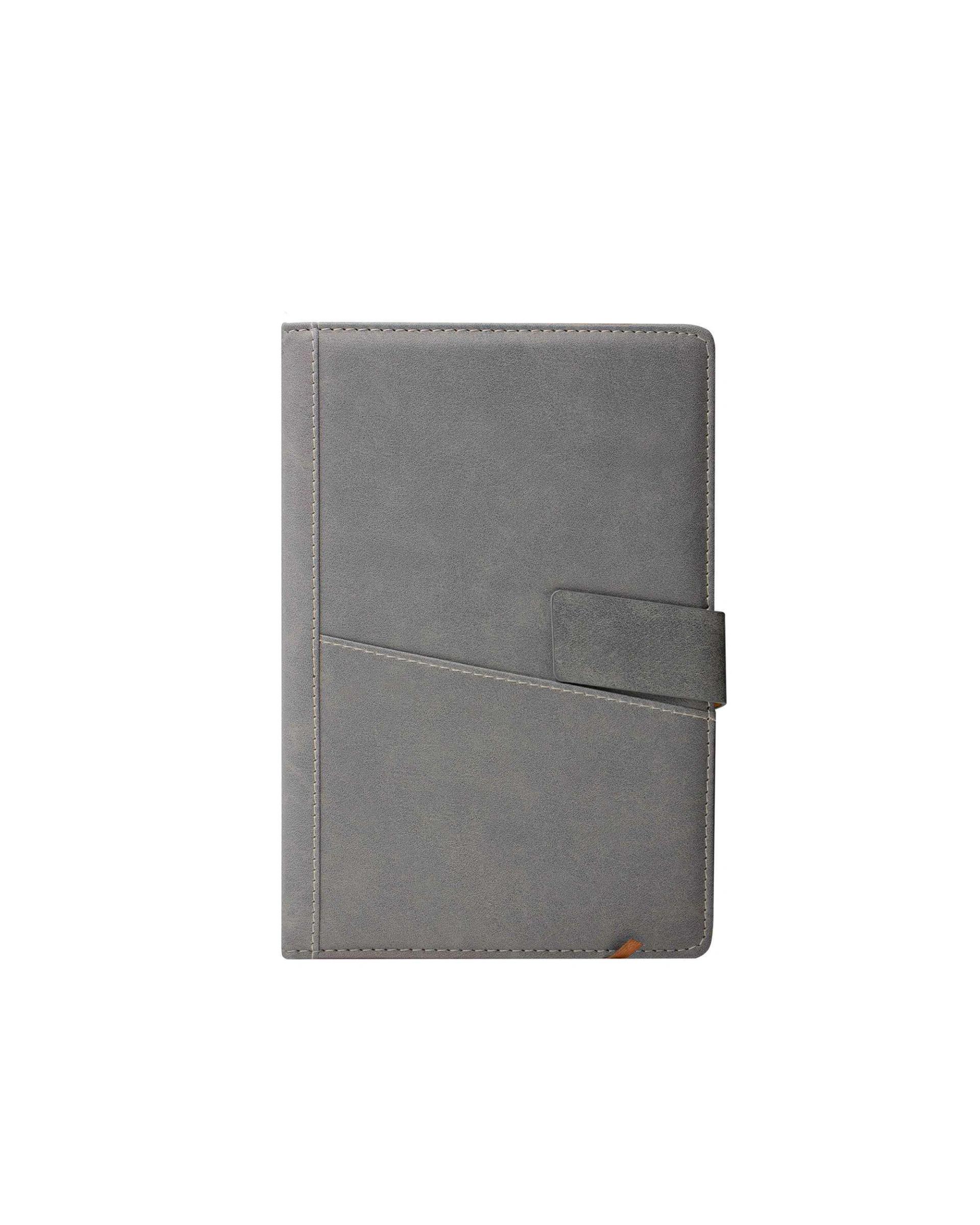 Hocaka - Leather Notebook with Pocket Gray