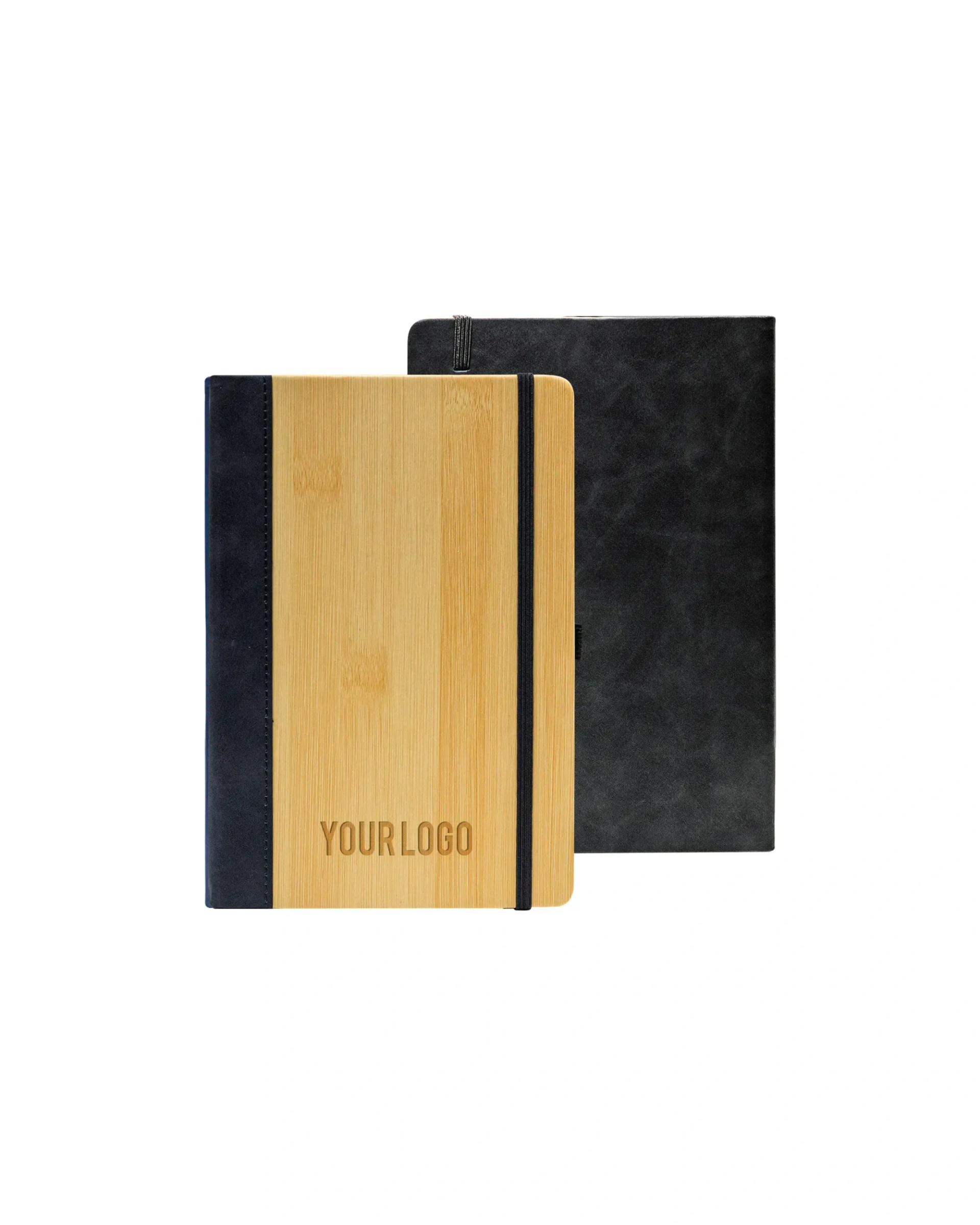 Kilelo - Promotional PU Notebook with Bamboo Finish Black