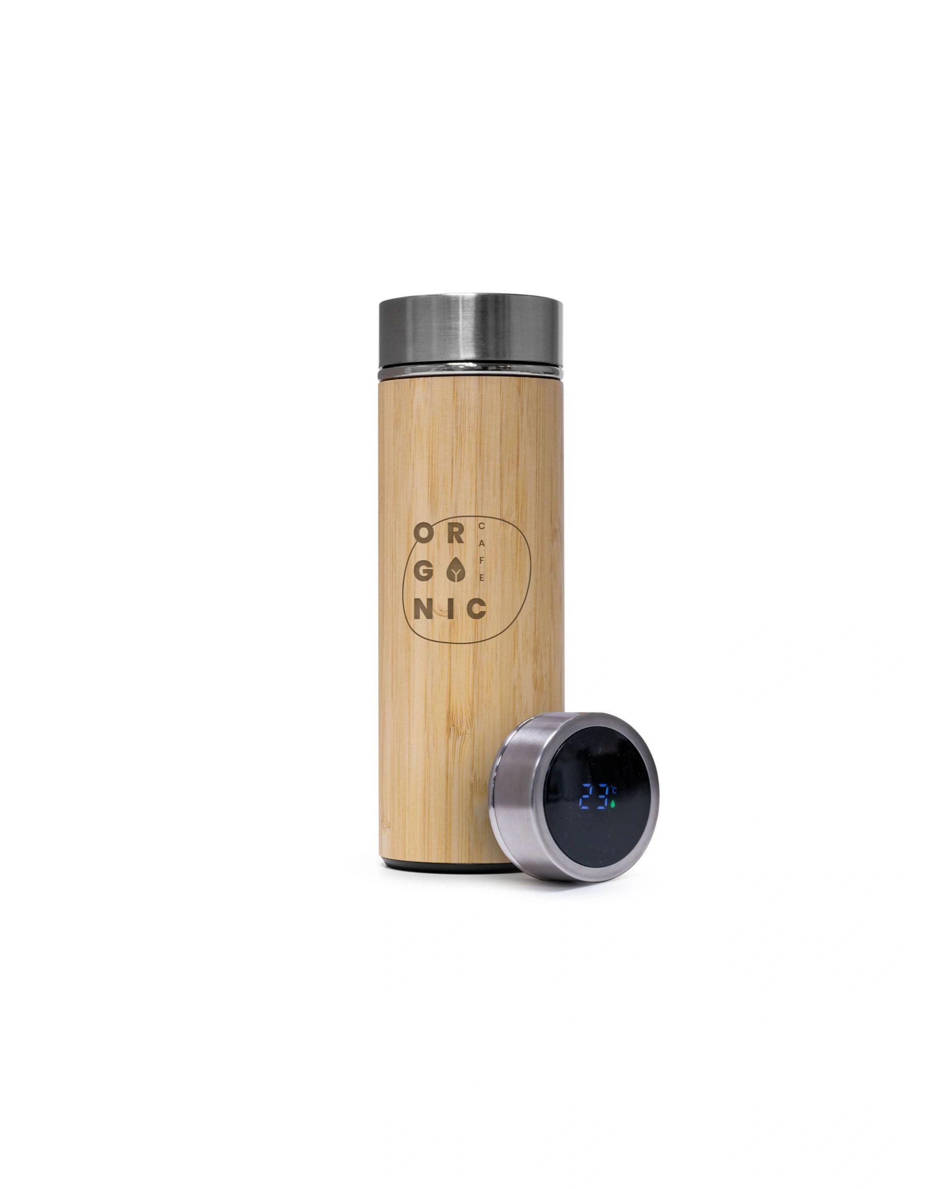 Dobaga - Bamboo Thermos Bottle with Digital Temperature Display