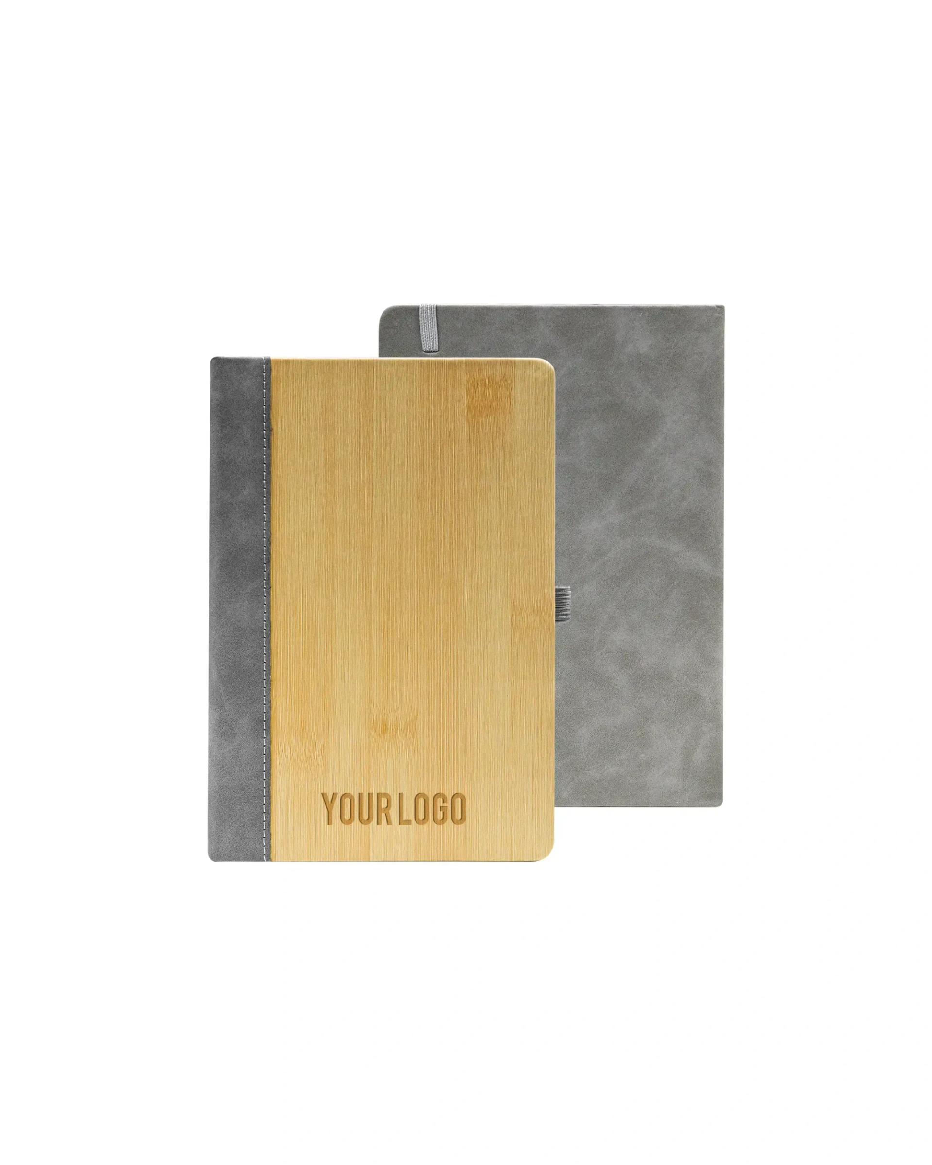 Lodoca - Promotional PU Notebook with Bamboo Finish Gray