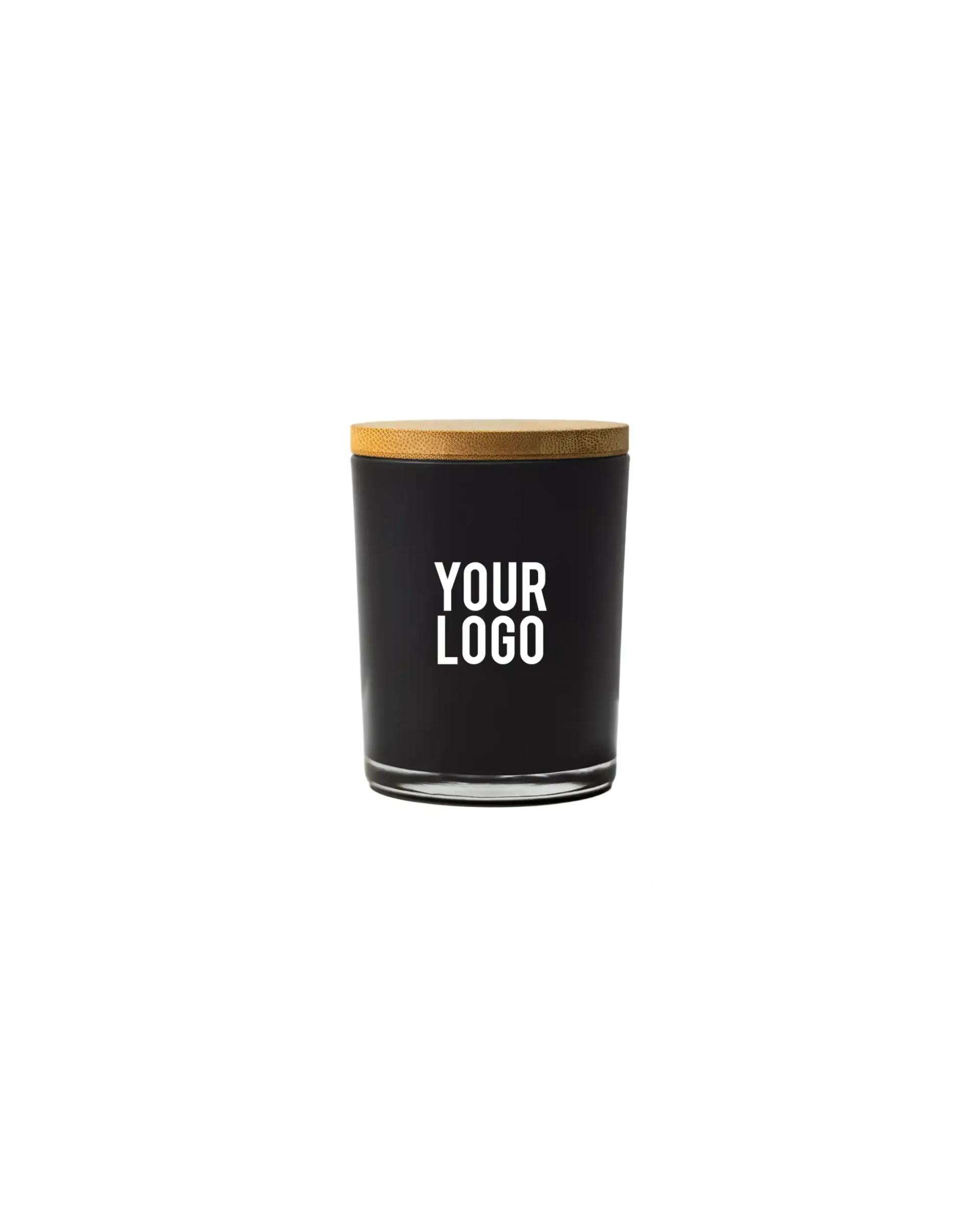 Kaceba - Frosted Glass Scented Candle with Bamboo Lid Black