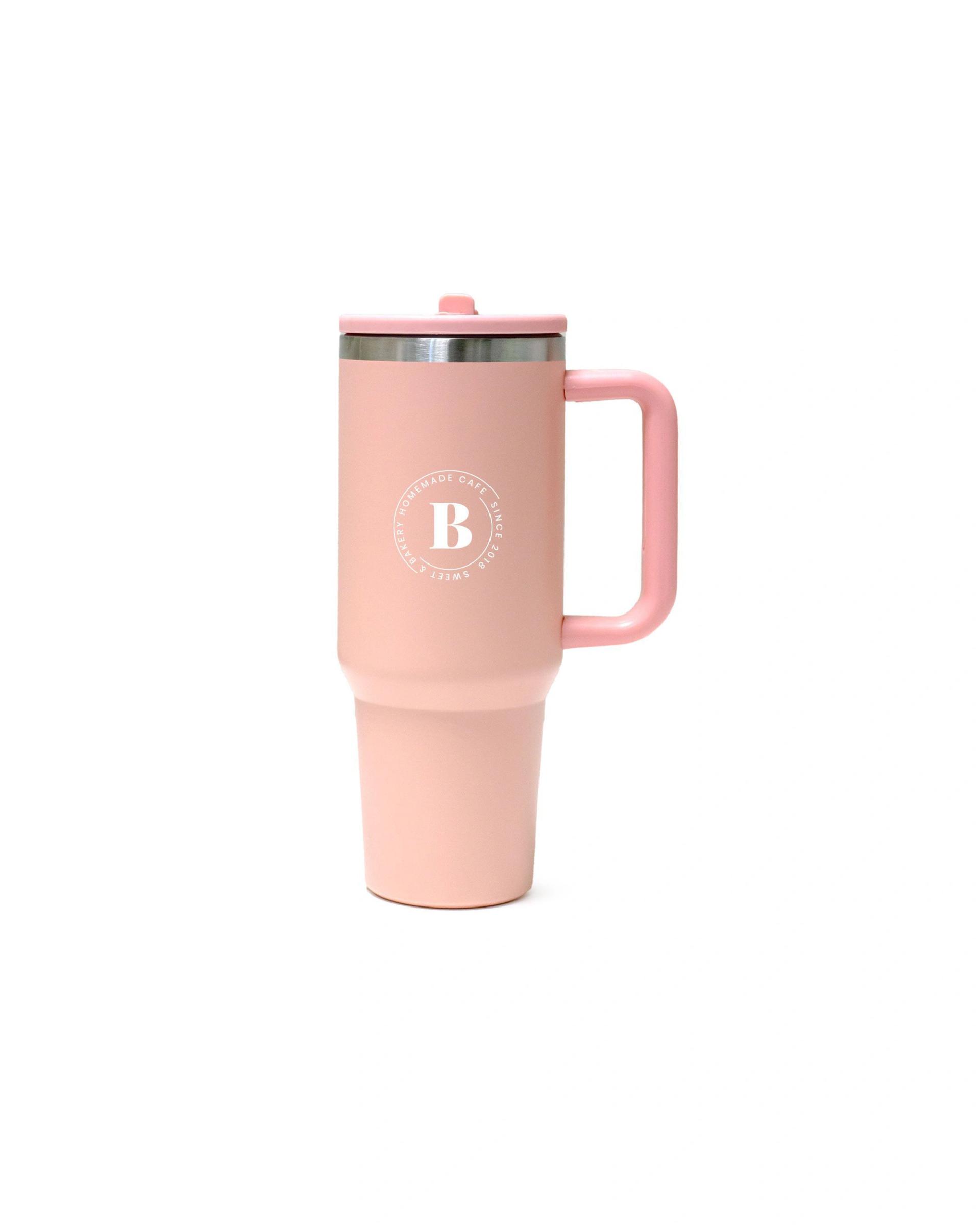 Dibile - Double Walled Tumbler With Handle And Flip Straw Pink