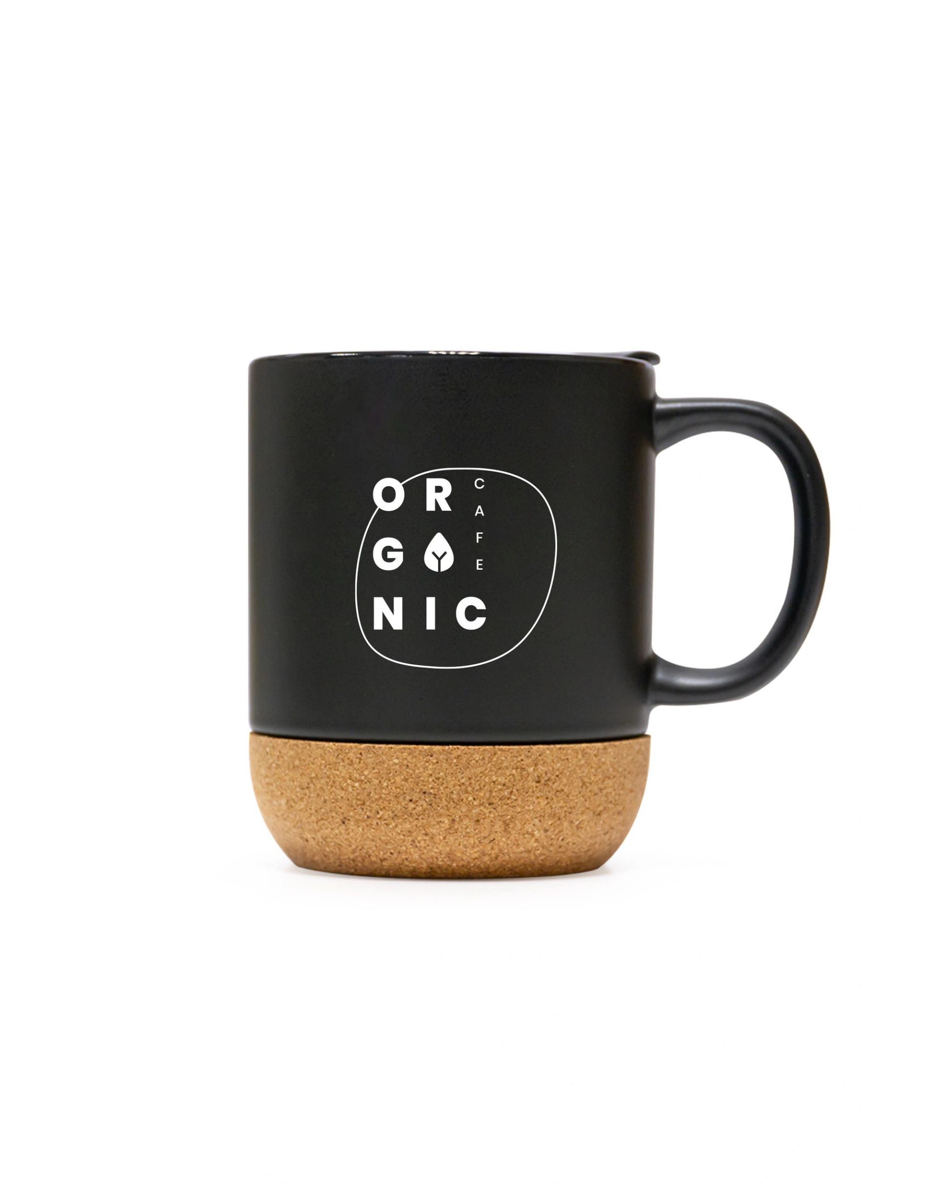 Logidi - Ceramic Mug With Lid and Cork Base Black