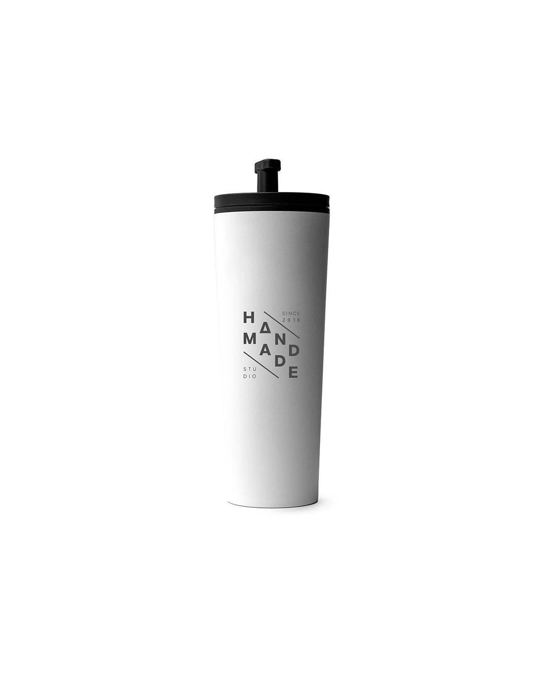 Gofoda - White Double Wall Tumbler with Straw