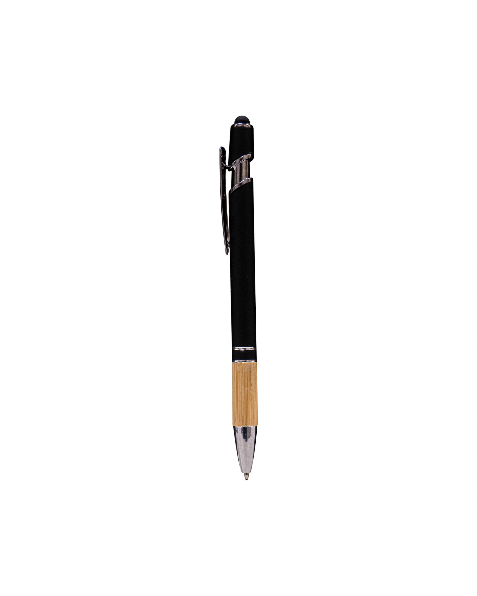 Kidedo - Metal Pen With Stylus and Bamboo Grip Black