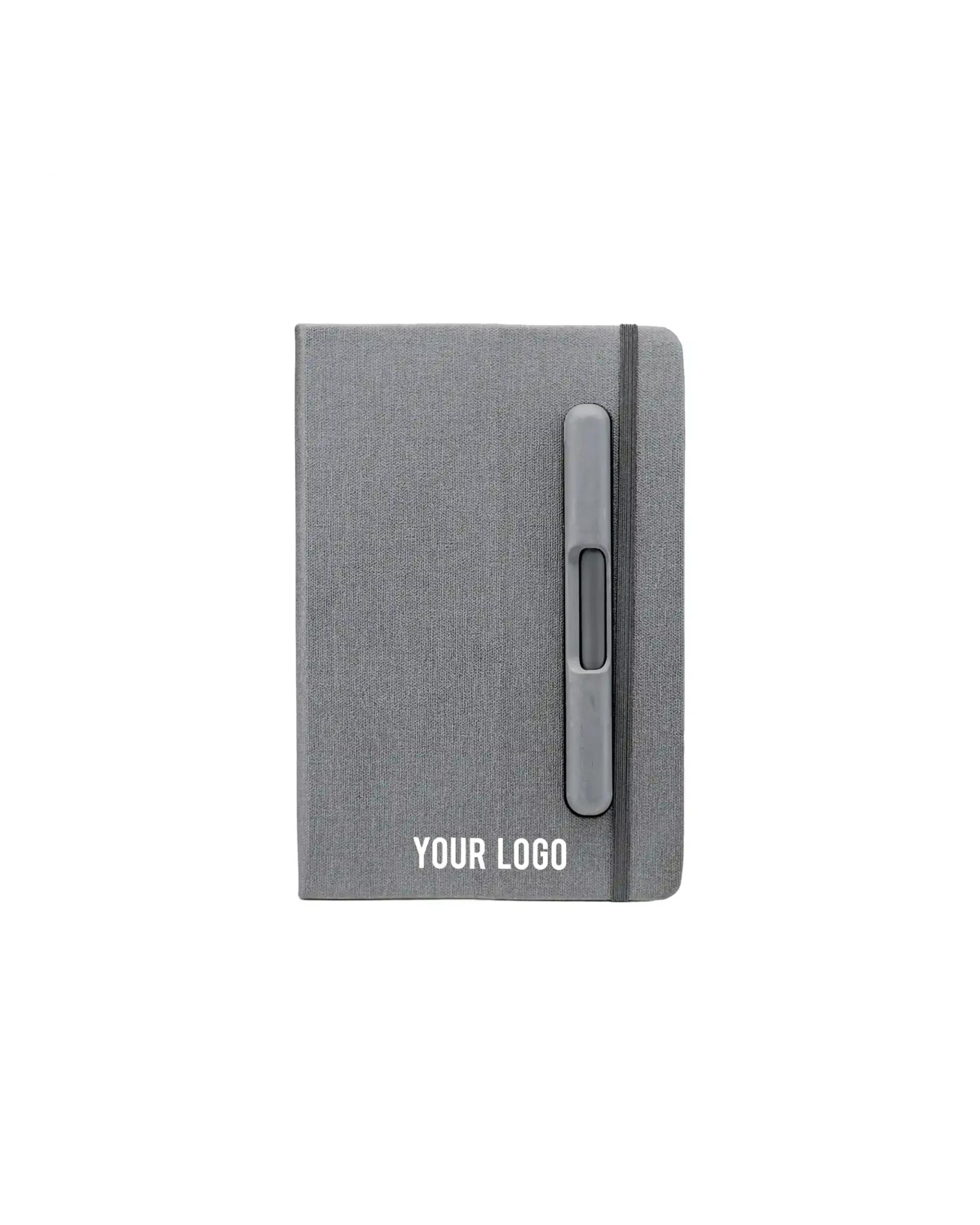 Dilagi - PU + RPET Look Notebook with Mobile Pen Holder Gray