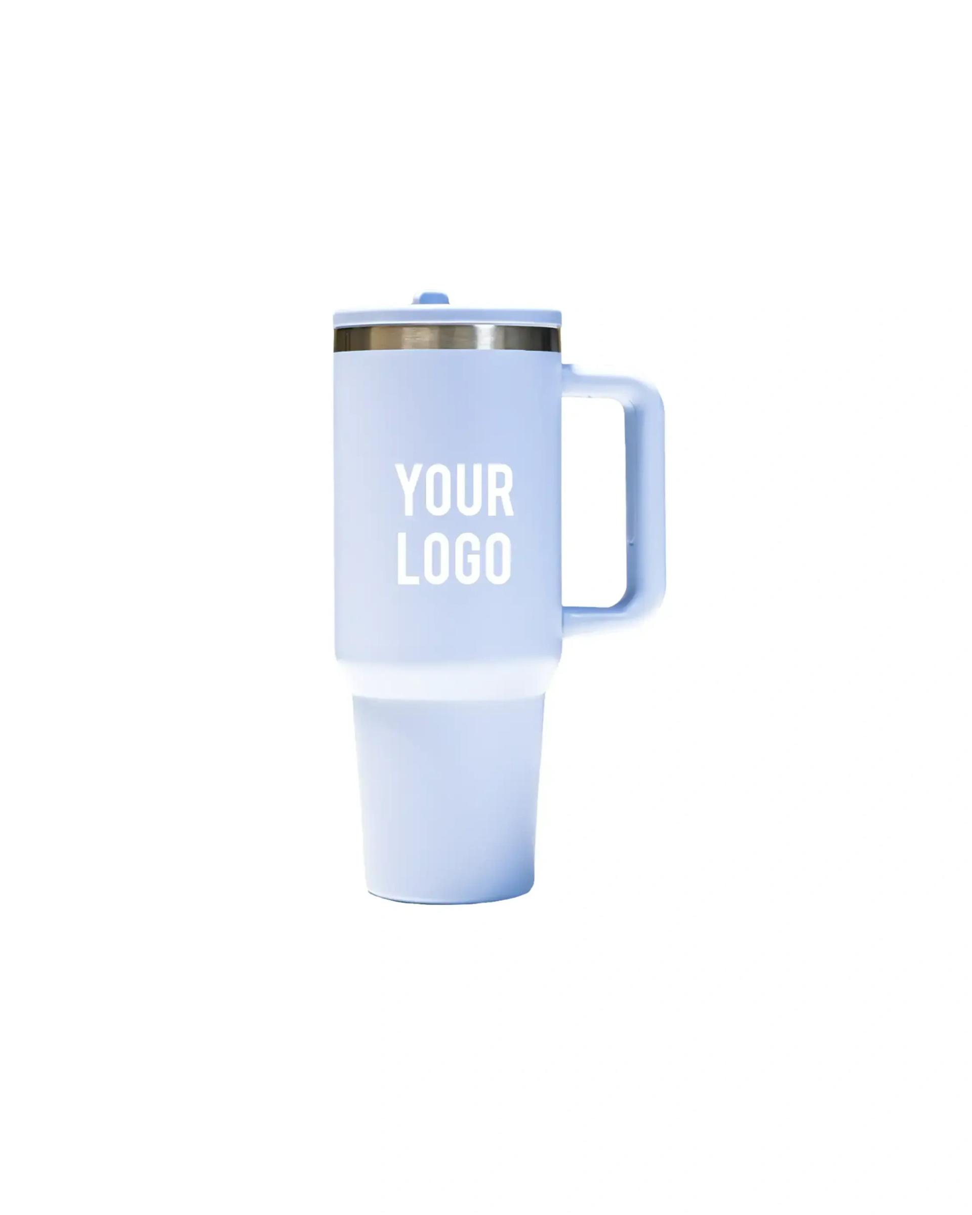 Cekogi - Double Walled Tumbler With Handle And Flip Straw Ice Blue