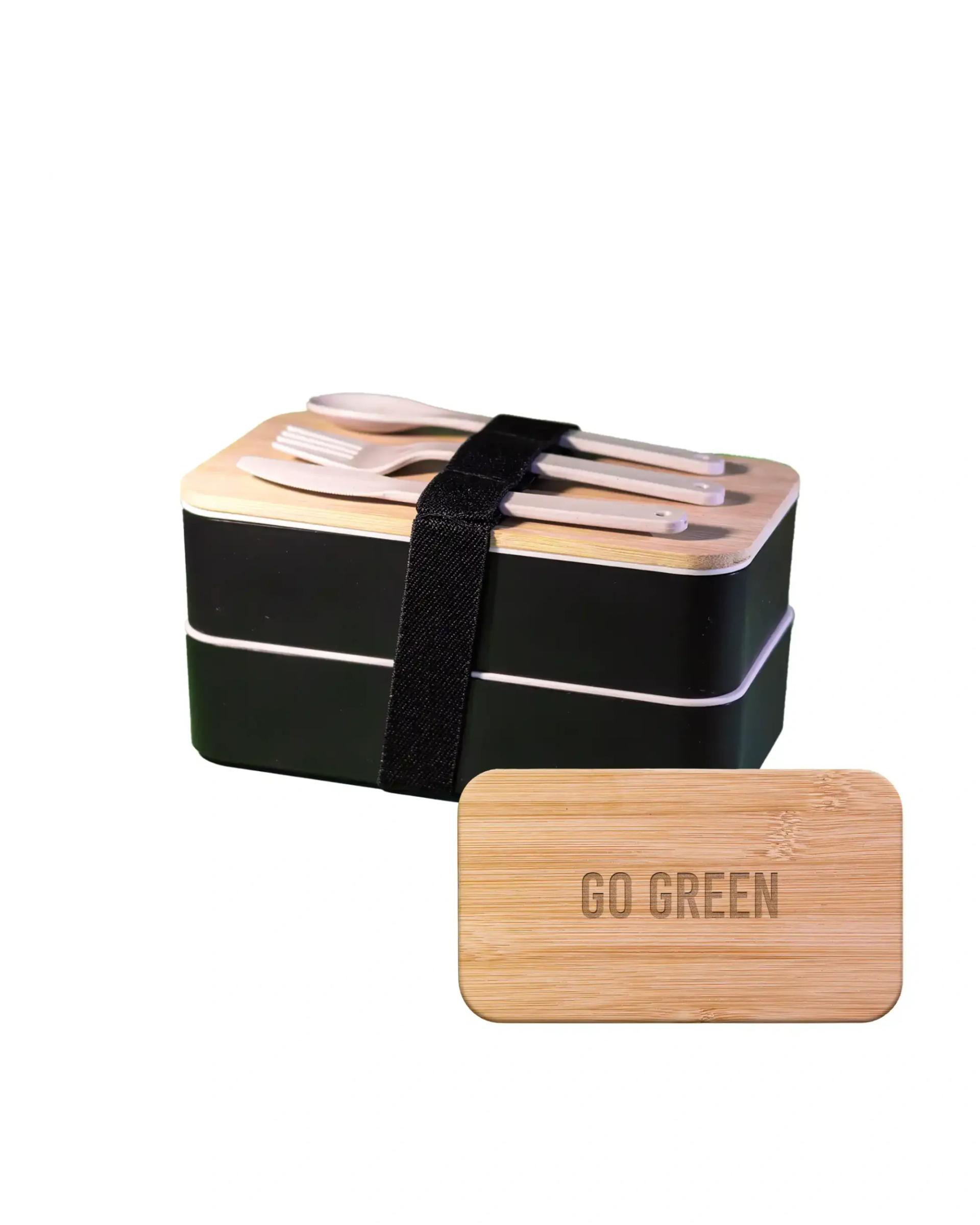 Becado - Wheat Straw Double Lunchbox with Bamboo Lid
