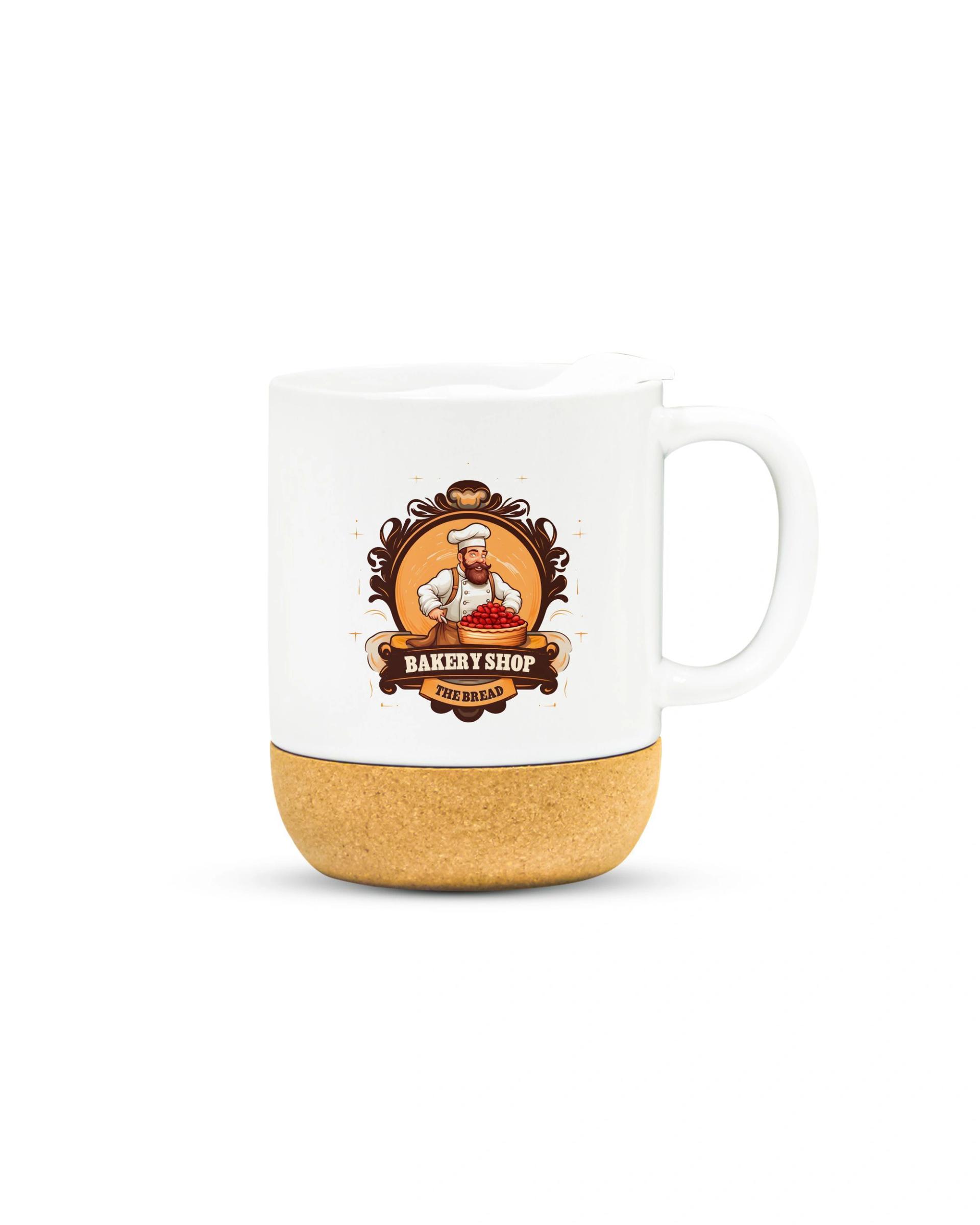 Dodidi - Ceramic Mug With Lid and Cork Base White