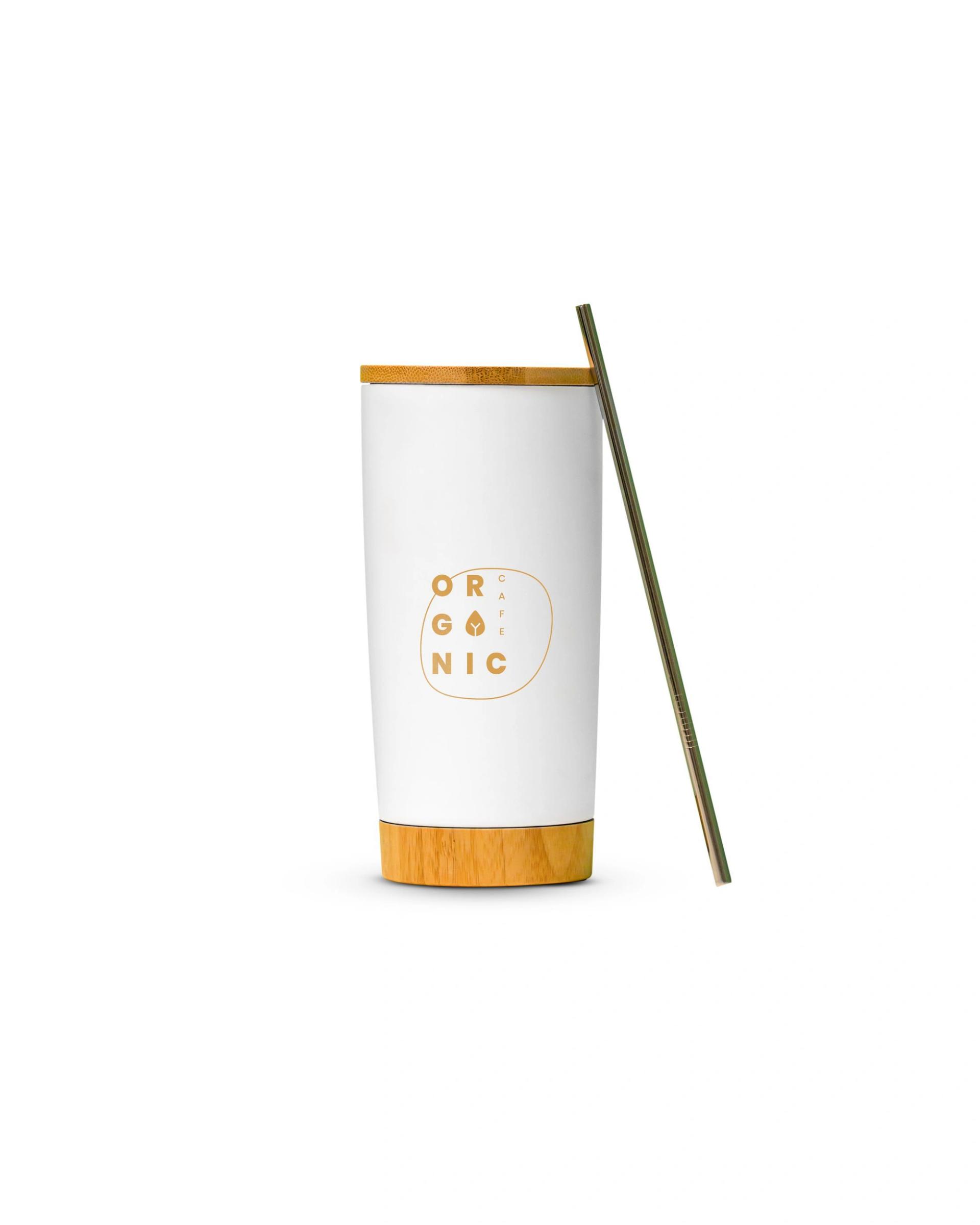 Lokili - Stainless Steel Tumbler With Bamboo Lid And Base White