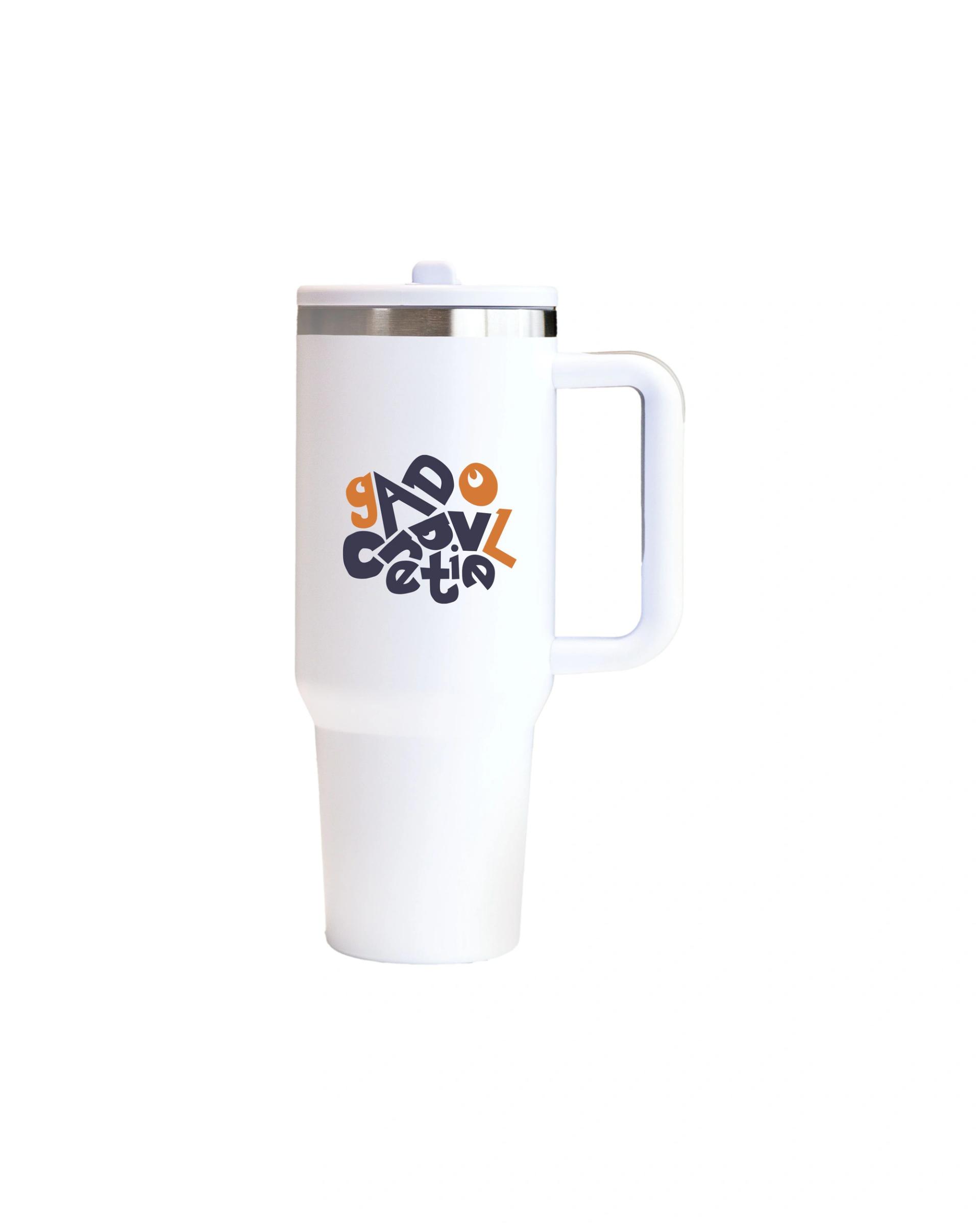 Hagefi - Double Walled Tumbler With Handle And Flip Straw white