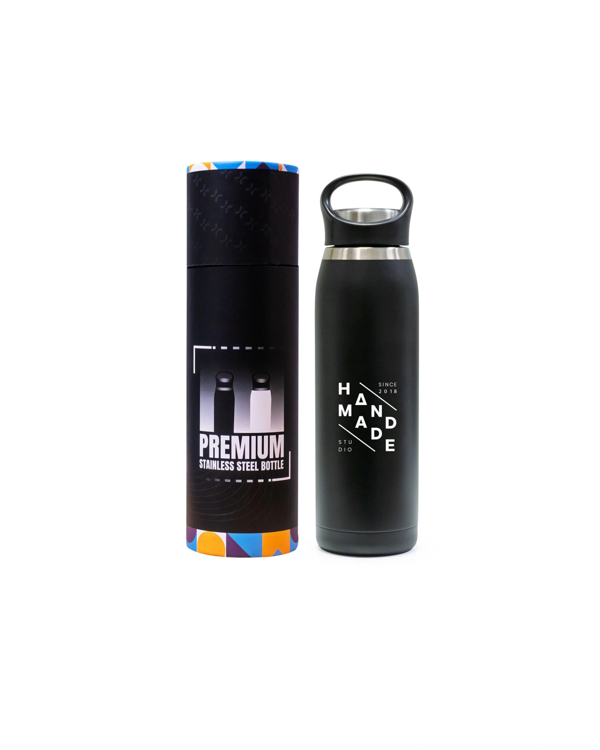 Fedidi - Double Wall Stainless Steel Bottle with Handle Lid Black
