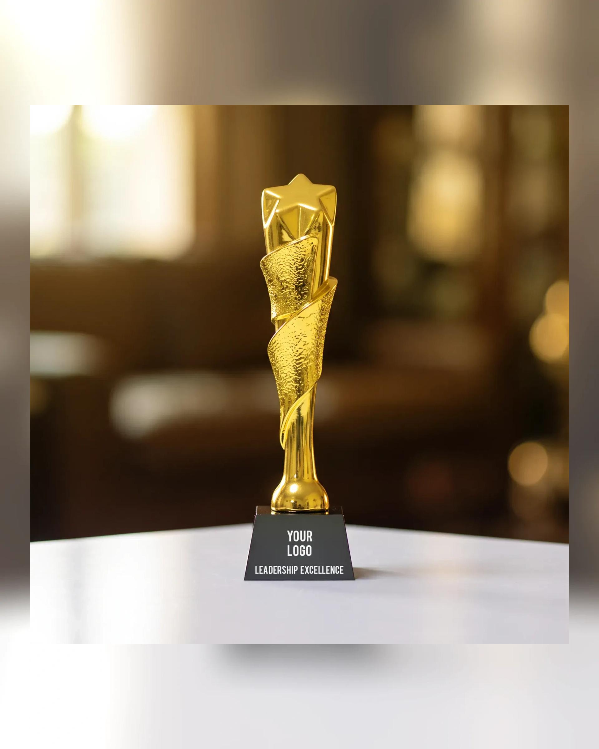 Fociba - Award Trophy Star edges joint slanted full gold with black base