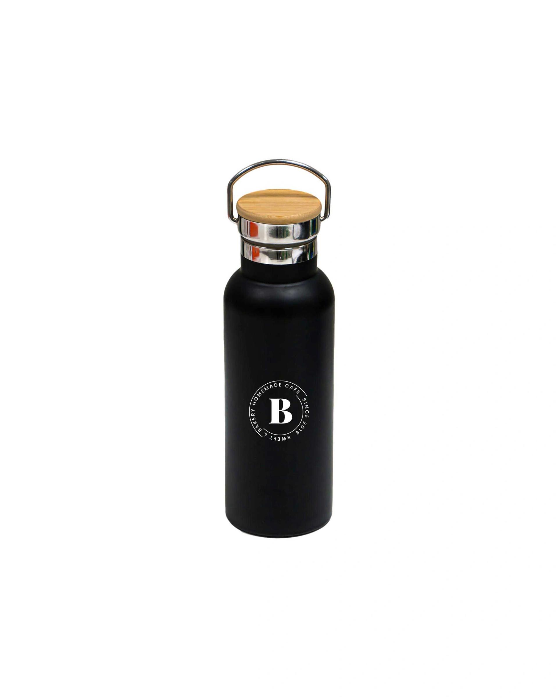 Hodoli - Insulated Bottle With Bamboo Cap Black