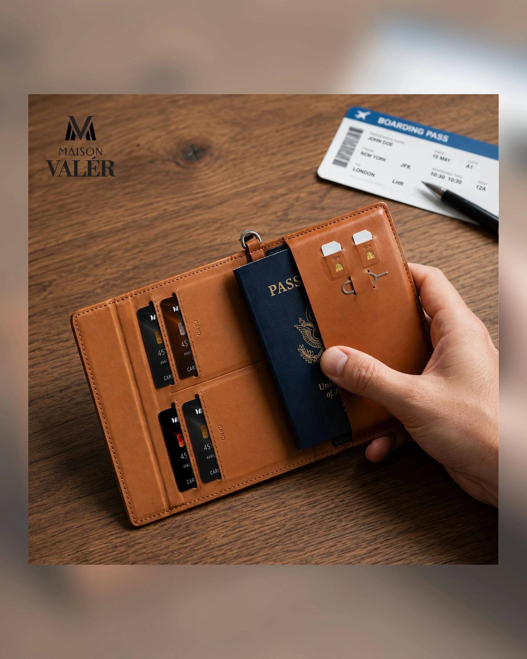 Dagalo - Premium Leather Travel Wallet & Passport Holder Brown