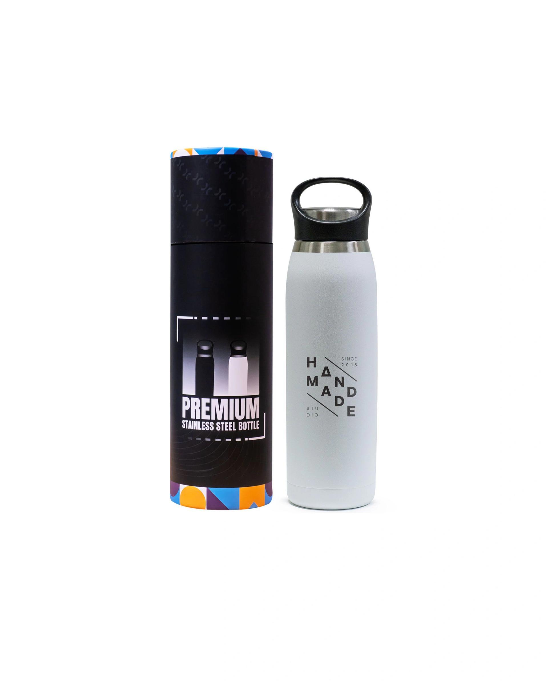 Laboka - Double Wall Stainless Steel Bottle with Handle Lid White