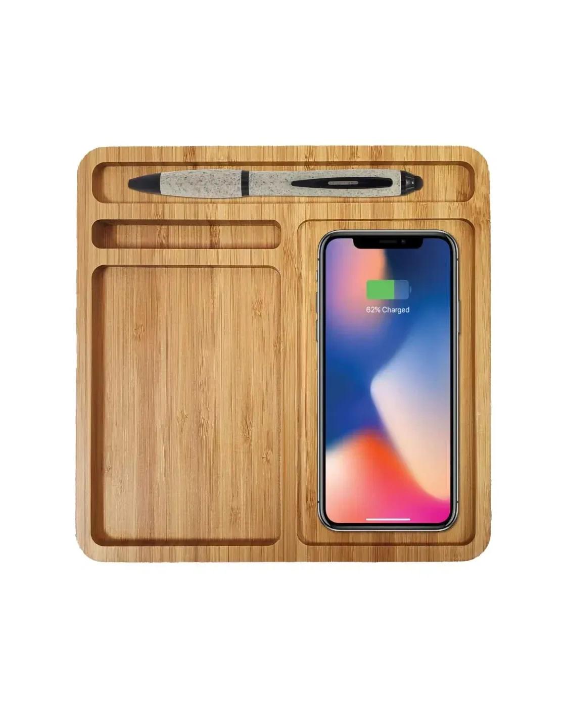 Cocalo - Bamboo 15W Wireless Desk Fast Charging Pad & Organizer
