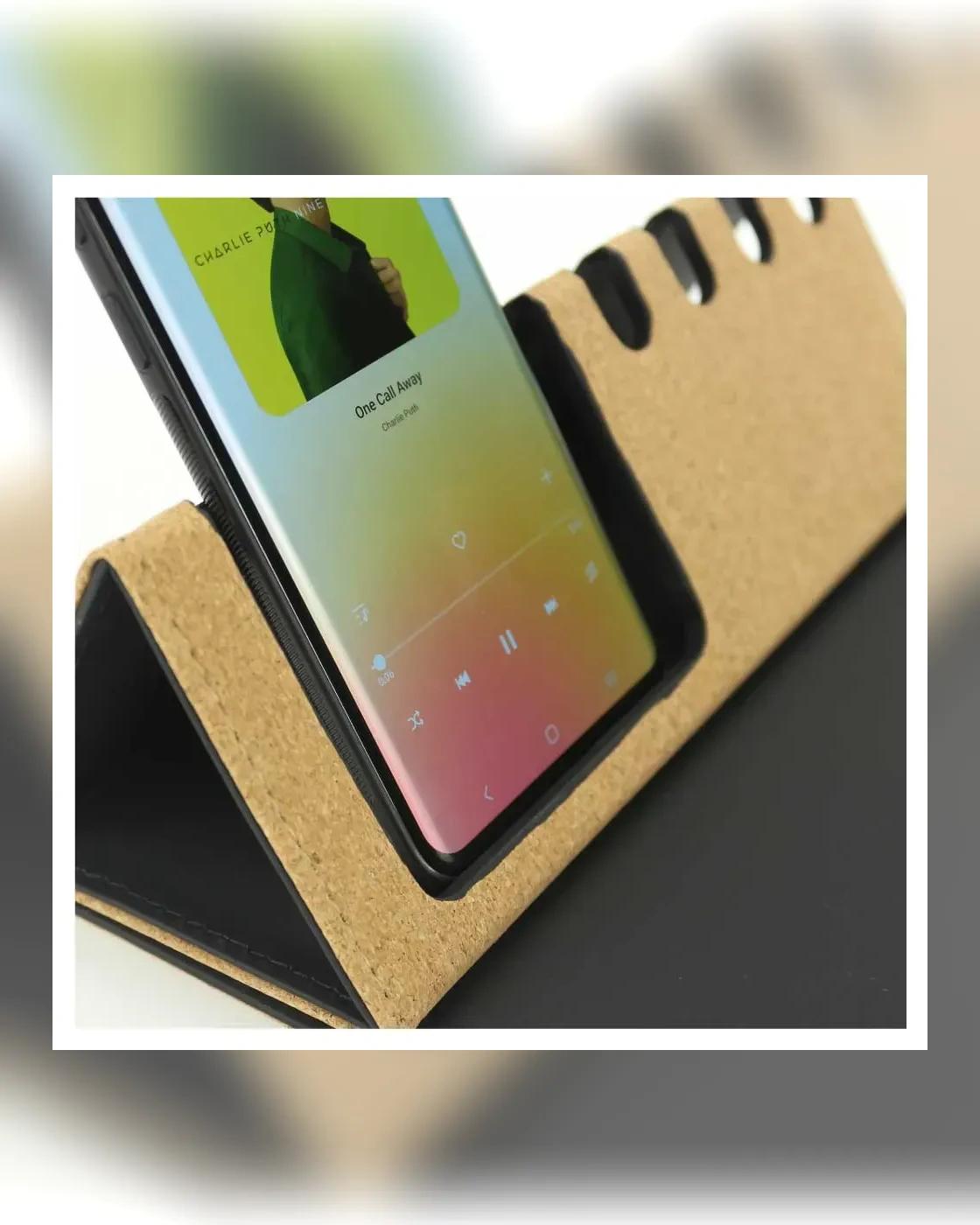 Cohilo - Foldable Cork+PU Mousepad with Mobile & Pen Holder