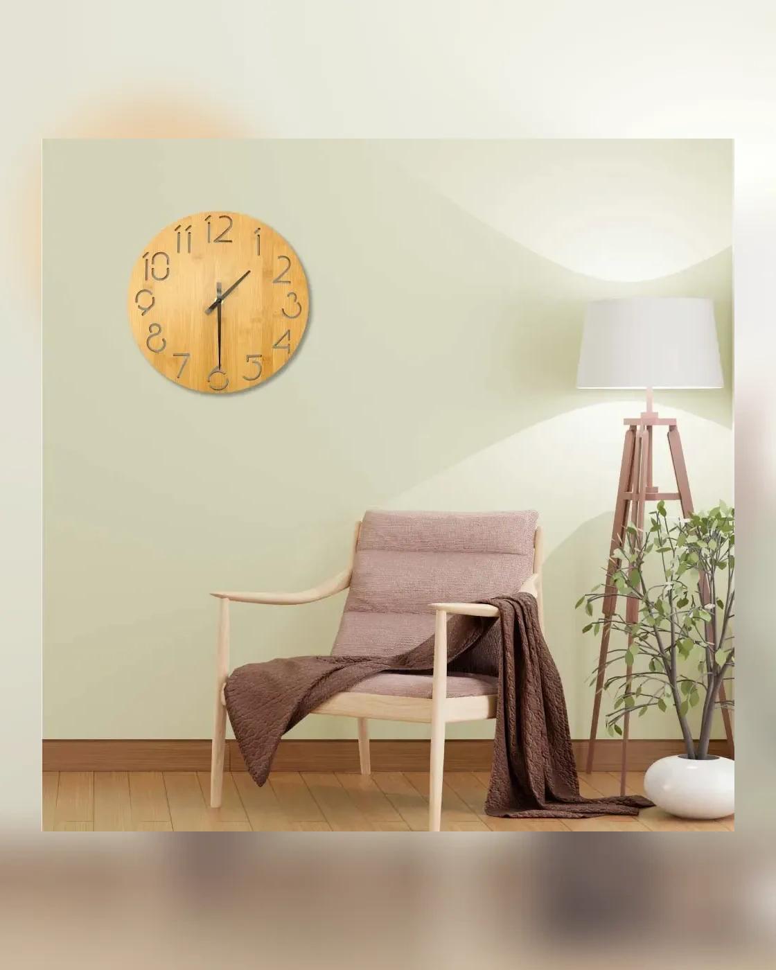 Kakodo - Round Bamboo Wall Clock, 28 cm Dia, Type Analog