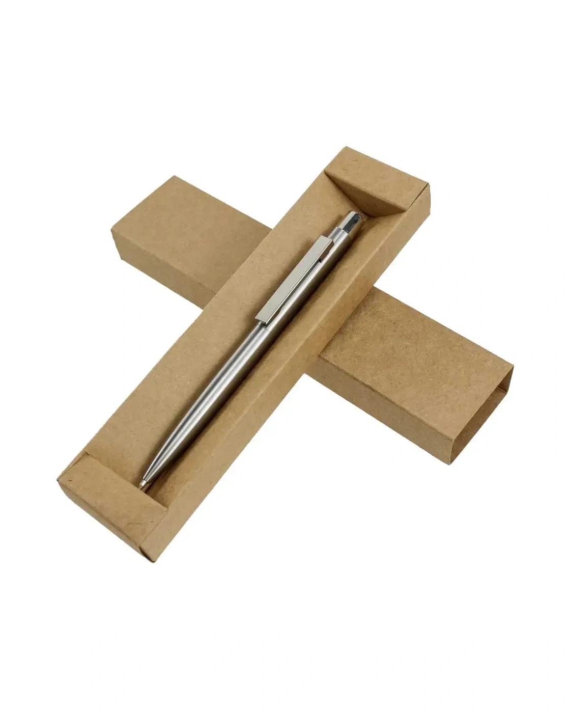 Habebi - Recycled Stainless Steel Metal Pens, Push Button, Blue Ink