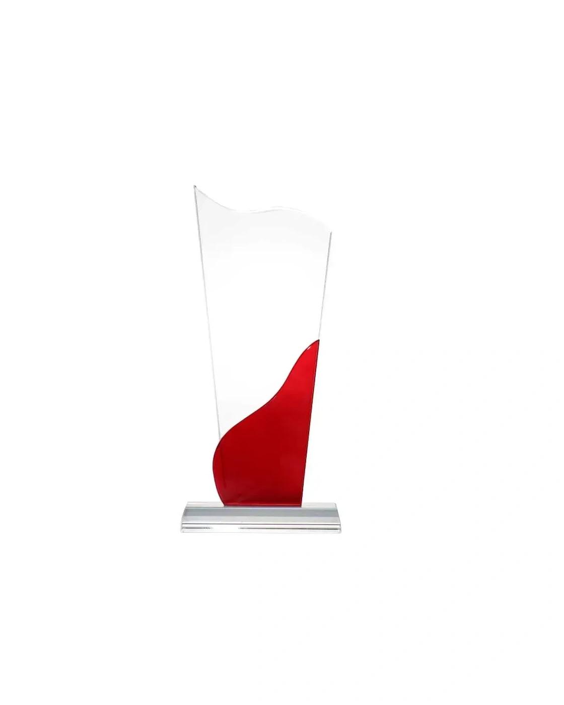 Difilo - Tower Shaped Crystal Awards, Clear & Red Design with Box