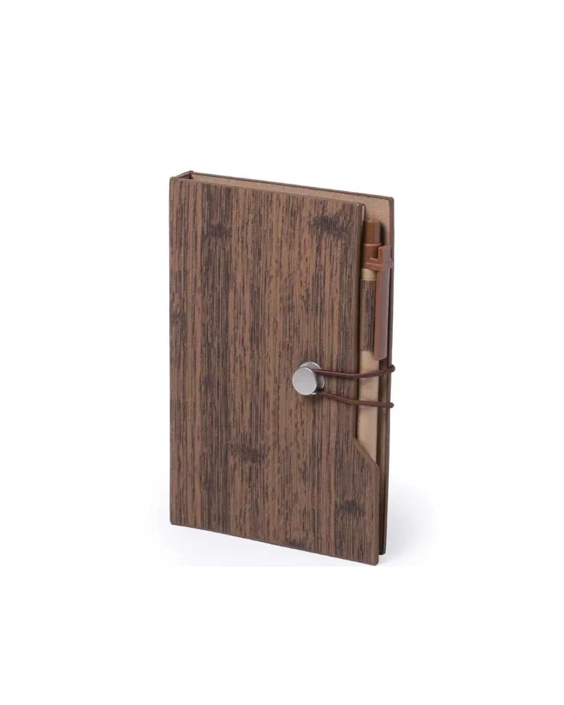 Hadobi - Wood Design Notebook with Sticky Note and Pen