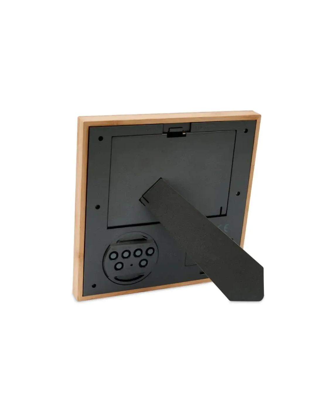 Fafike - Bamboo Photo Frame with Digital Clock & Weather Station