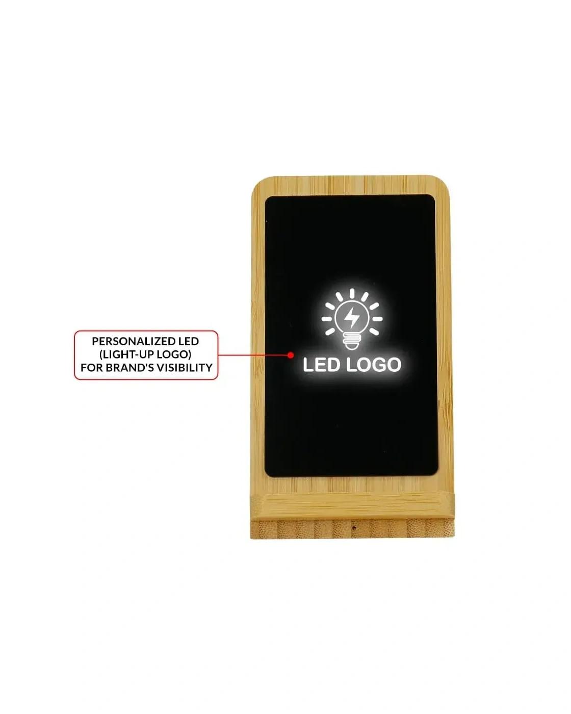 Dikedi - Bamboo Fast Wireless Charger Stand 15W with LED Logo