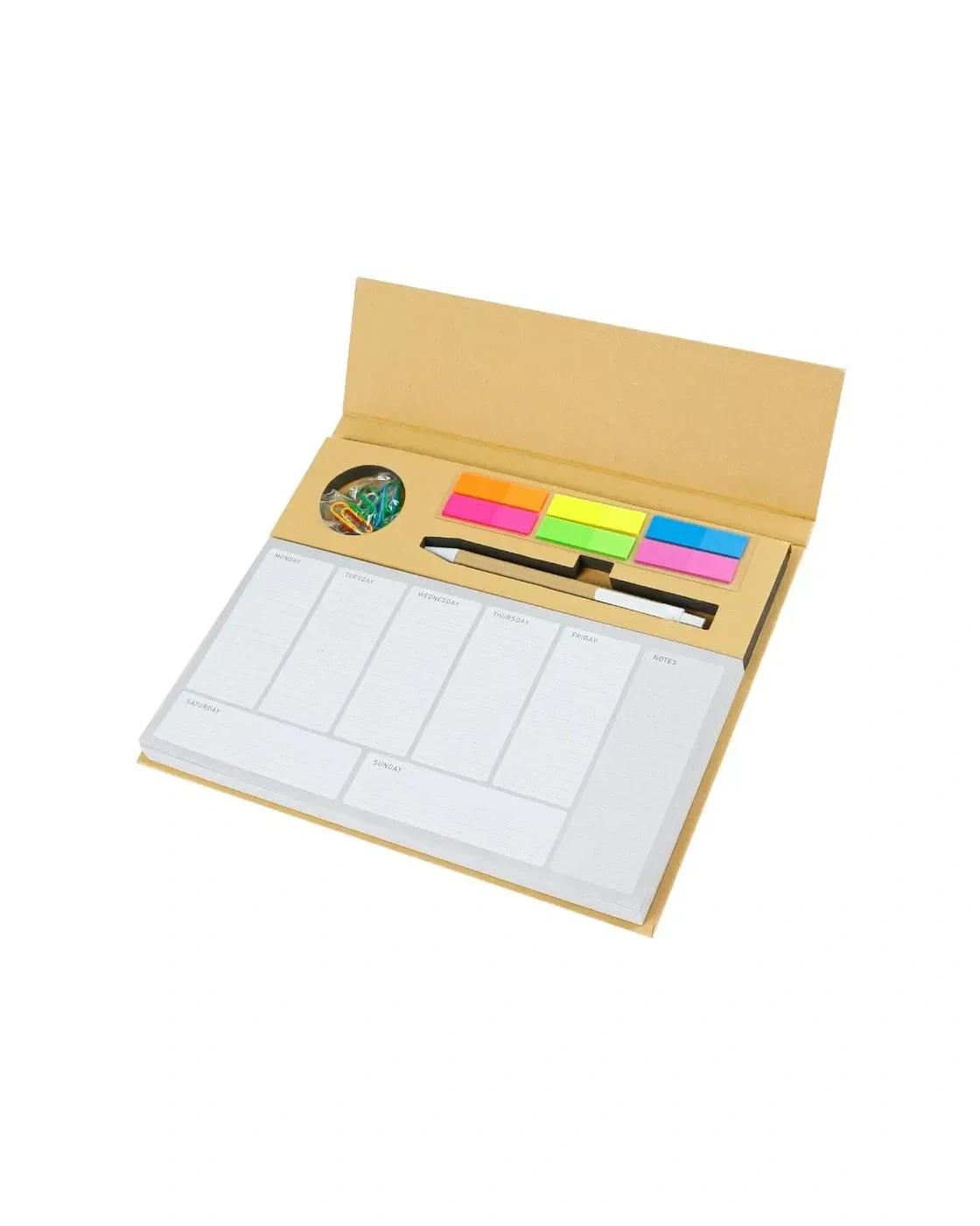 Hekabe - Eco-Friendly Weekly Planner Kit with Pen, Clip, Sticky Notes