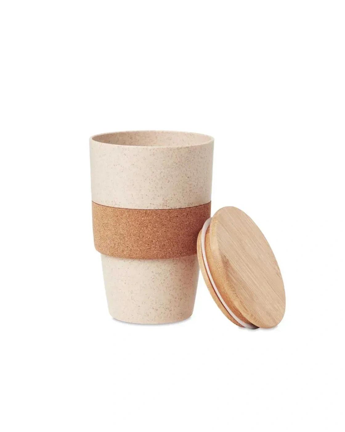 Libegi - Wheat Straw Cups with Bamboo Lid and Cork Grip