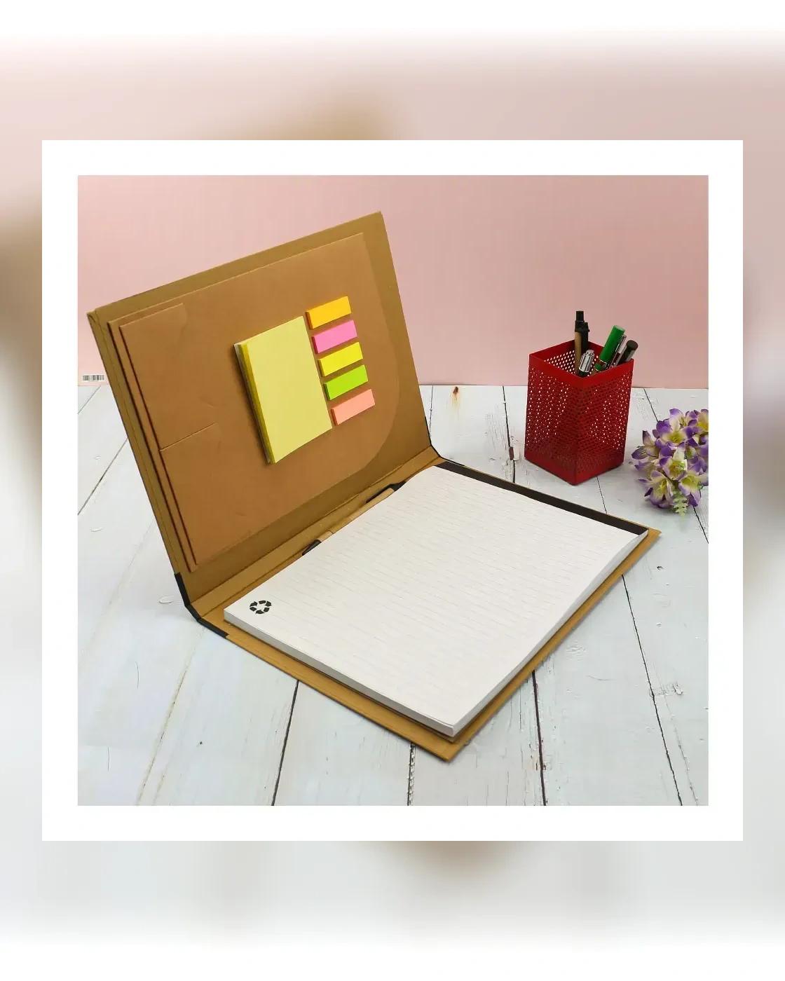 Higeke - Eco-Friendly A4 Folders, Notepad Sticky Note, Pen & Card Slots