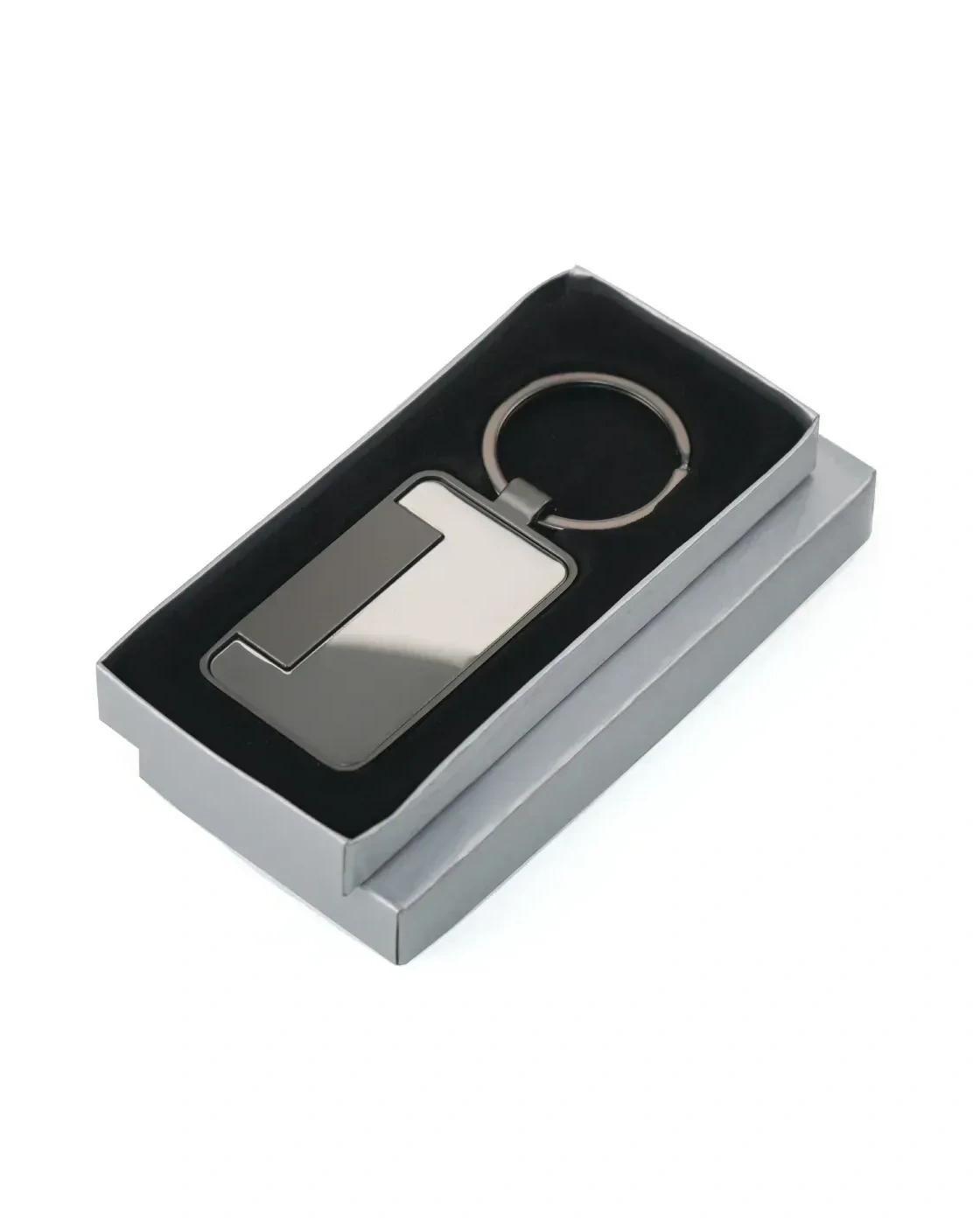 Goholi - Metal Keychain Rectangle Gun Metal Matte Finish Plate
