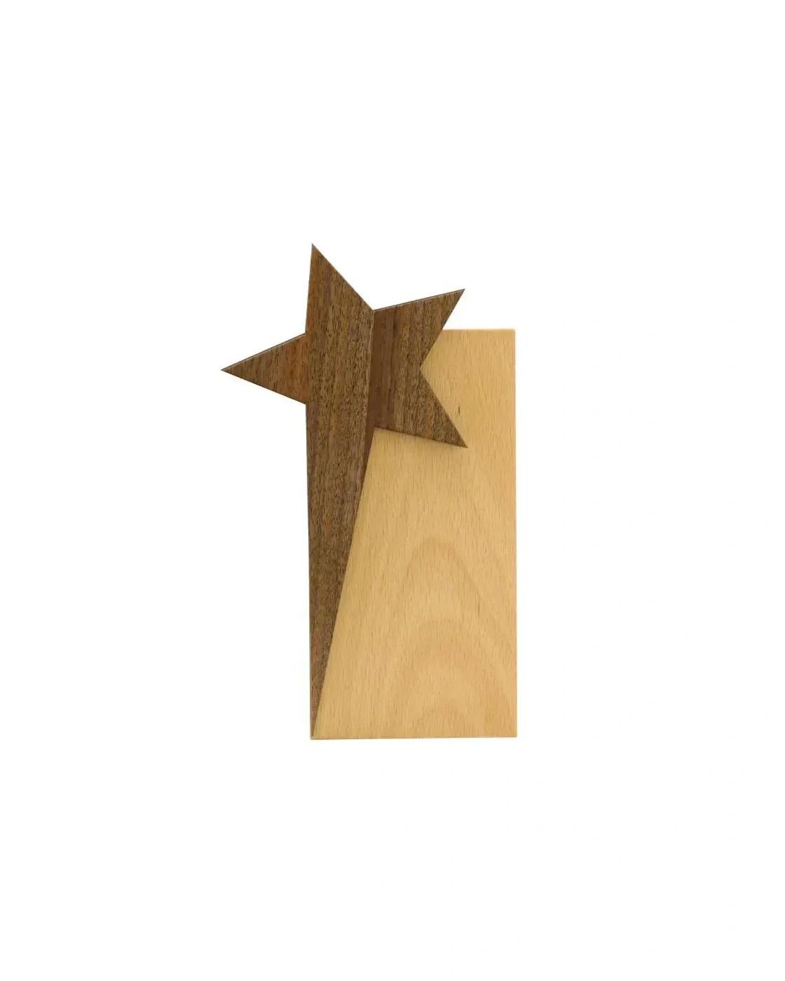 Lacage - Star Design Wooden Trophy Award with Gift Box