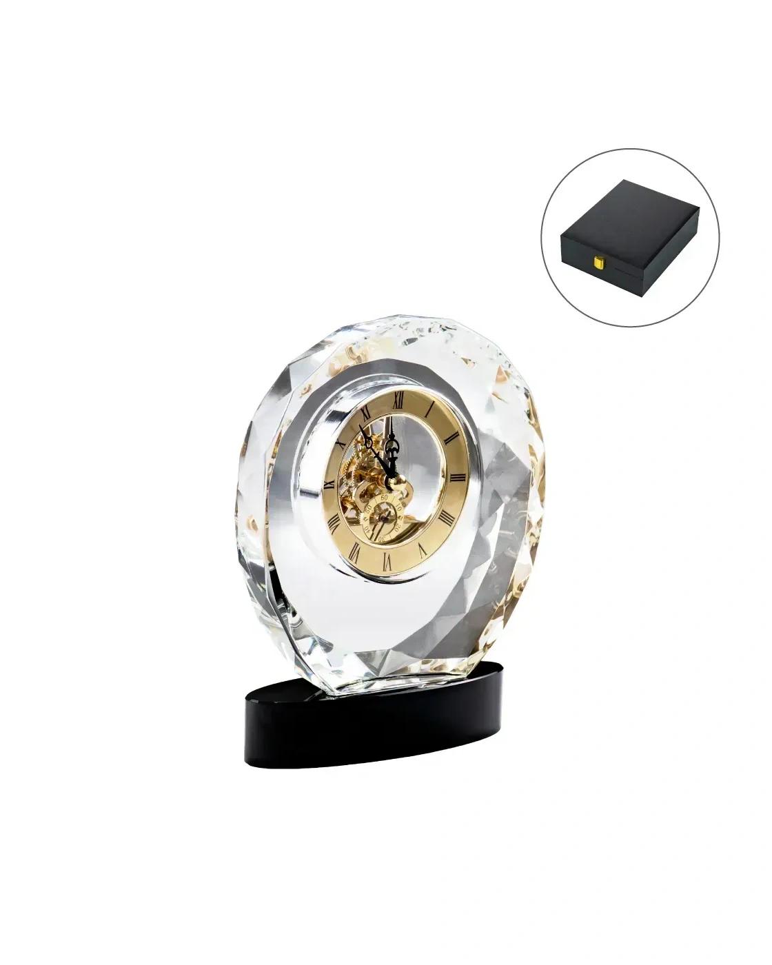 Lofibo - Round Crystal Clock Awards with Oval Glass Base in Premium Box