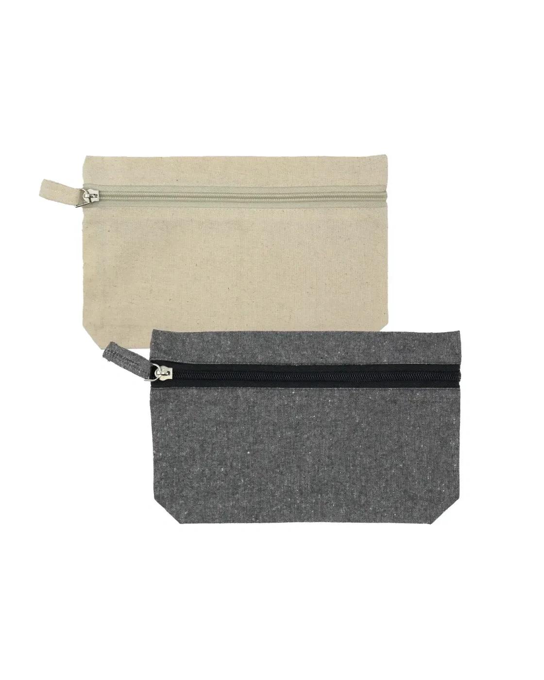 Lefige - Natural Cotton Pouches with front Zipper Closure