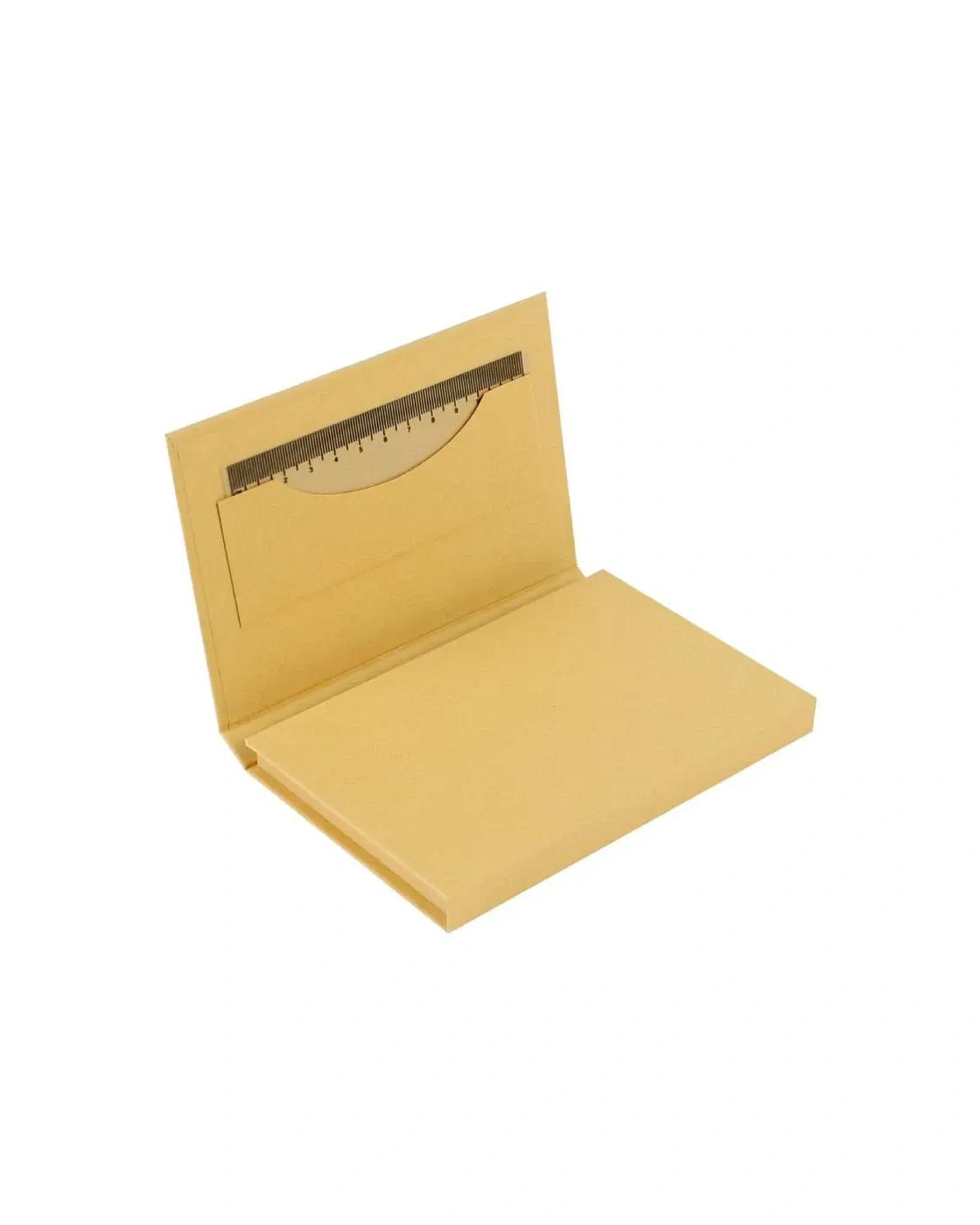 Bififi - Tri-Fold Notepad with Sticky Notes, Pen, Card Slot and Ruler