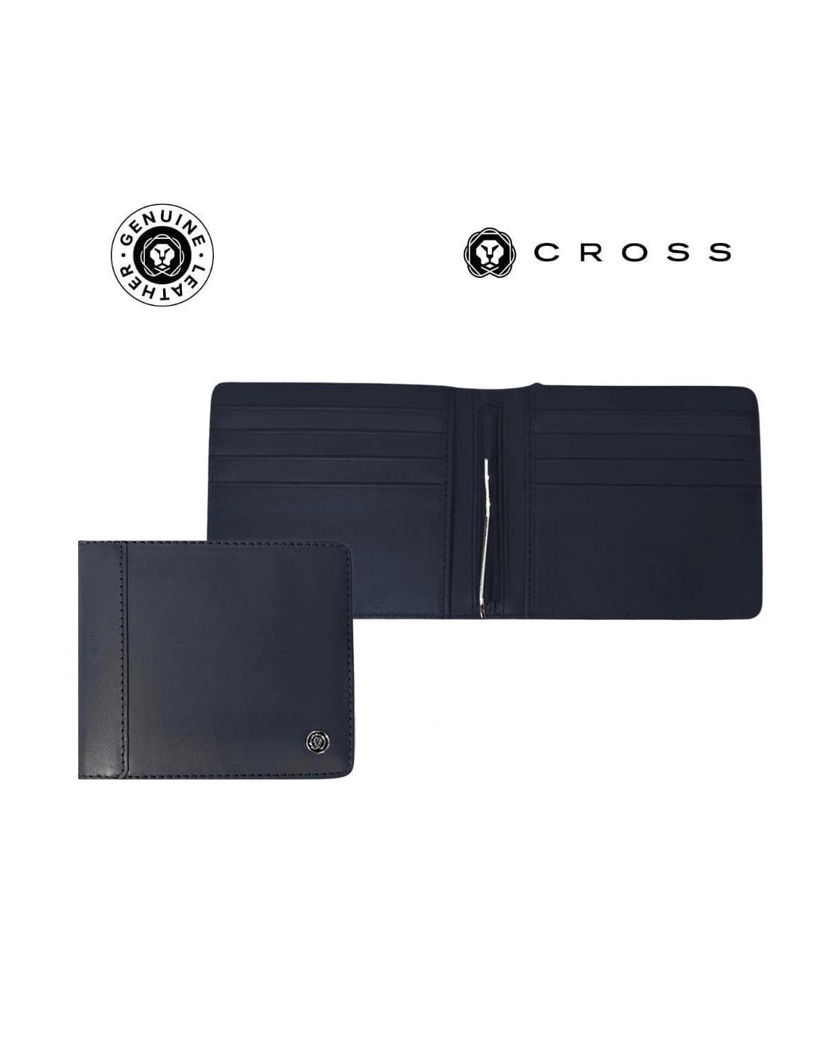 Hehaki - CROSS Leather Clip Wallet - Navy