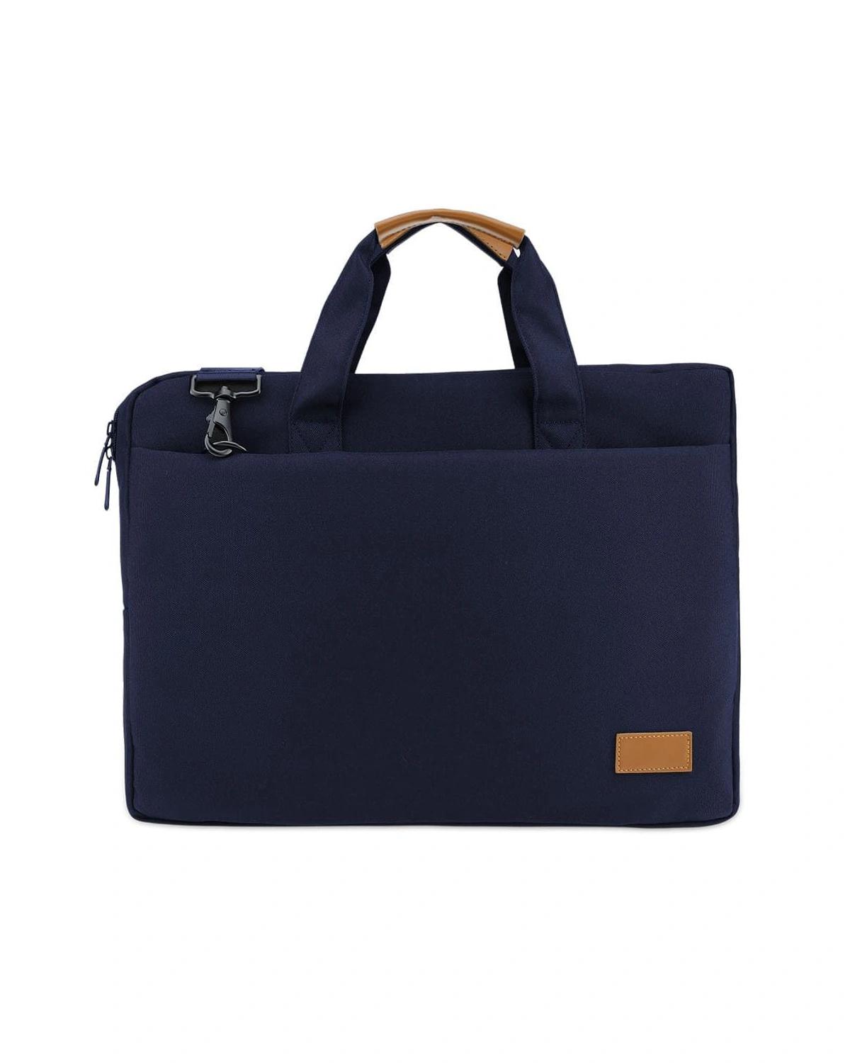 Ficela - SLOTEN - Santhome® 15" Laptop Bag - Navy Blue/Tan