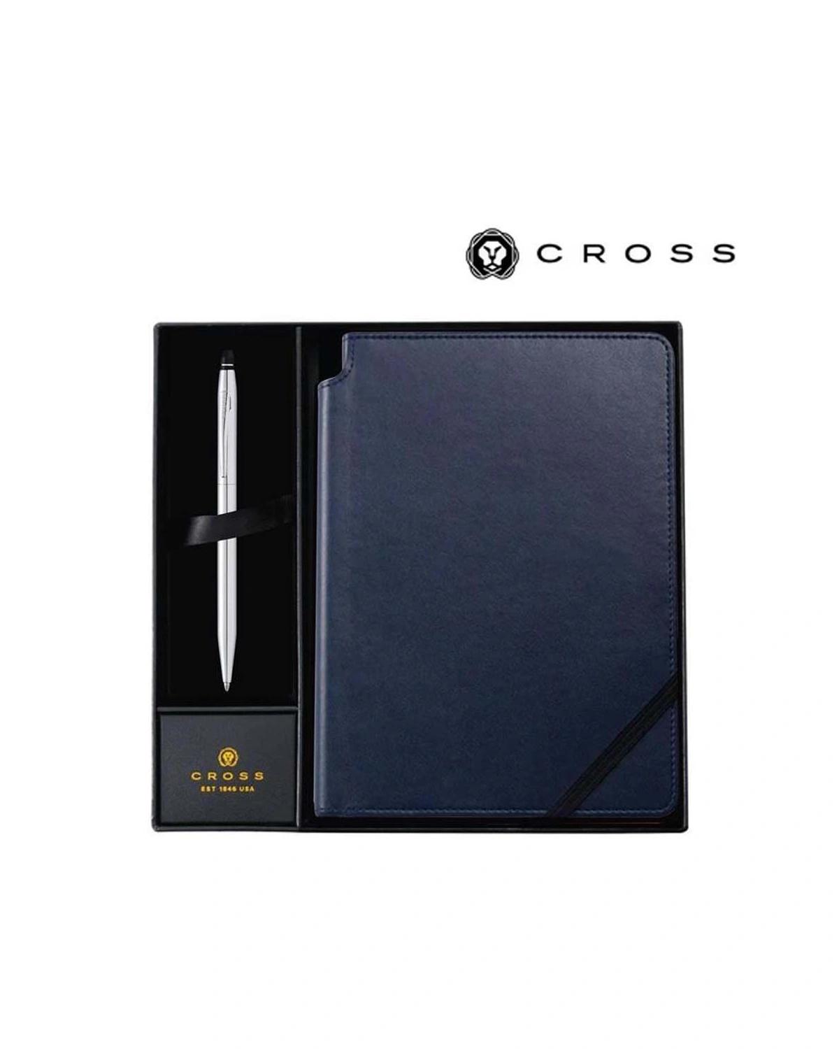 Likilo - Cross ClickTM Chrome Ballpoint Pen with Classic Blue Journal Gift Set