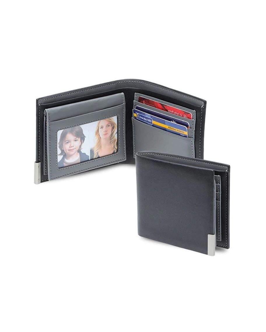 Likafi - NIORT - Men's Billfold PU wallet with flip pocket - Black / Grey