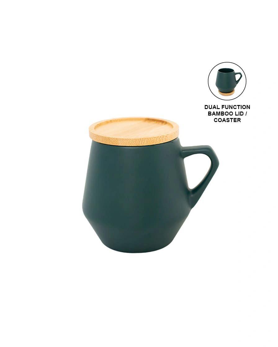 Kegoda - SEVILLA - eco-neutral Ceramic Mug with Bamboo Lid - Dark Green