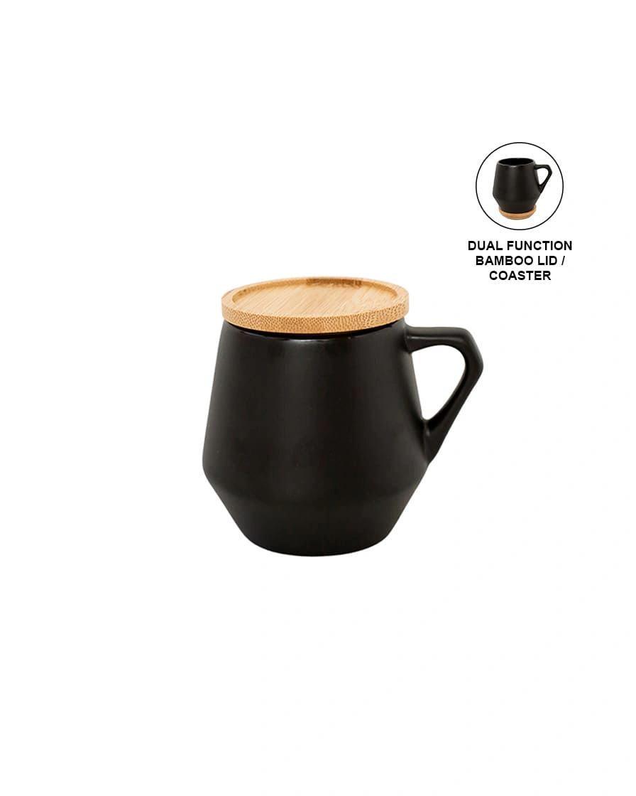 Cedego - SEVILLA - eco-neutral Ceramic Mug with Bamboo Lid - Black