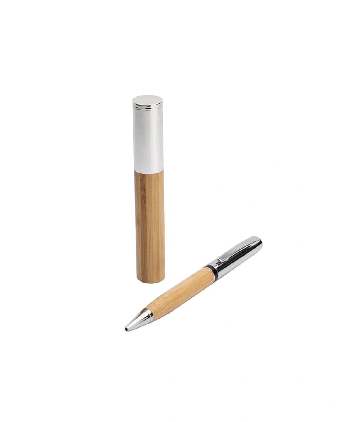 Kibalo - ATCA - eco-neutral Metal Pen with Bamboo Barrel - Natural