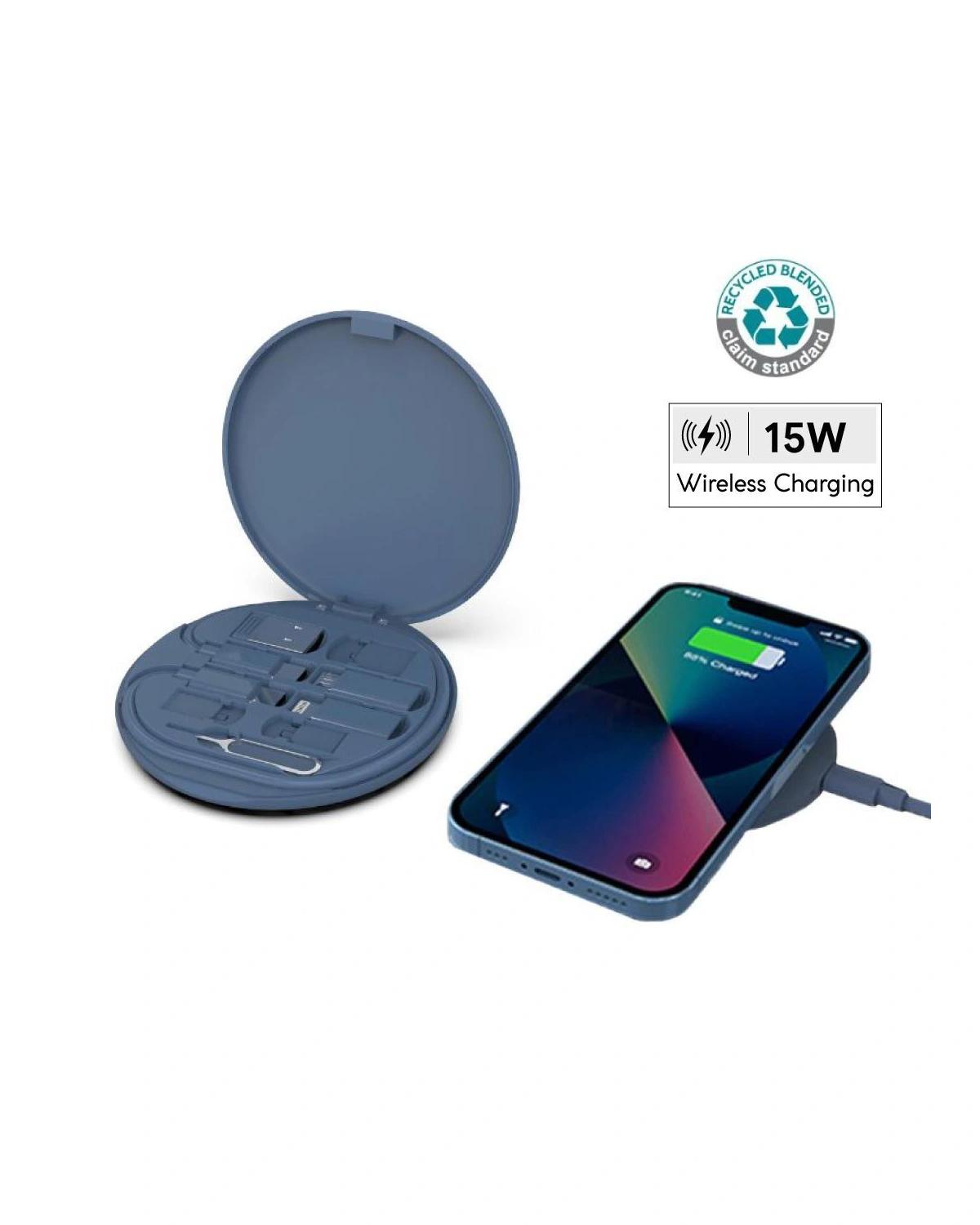 Debogo - OSLO - @memorii Recycled 15W Wireless Charger Multi - Cable Set - Blue