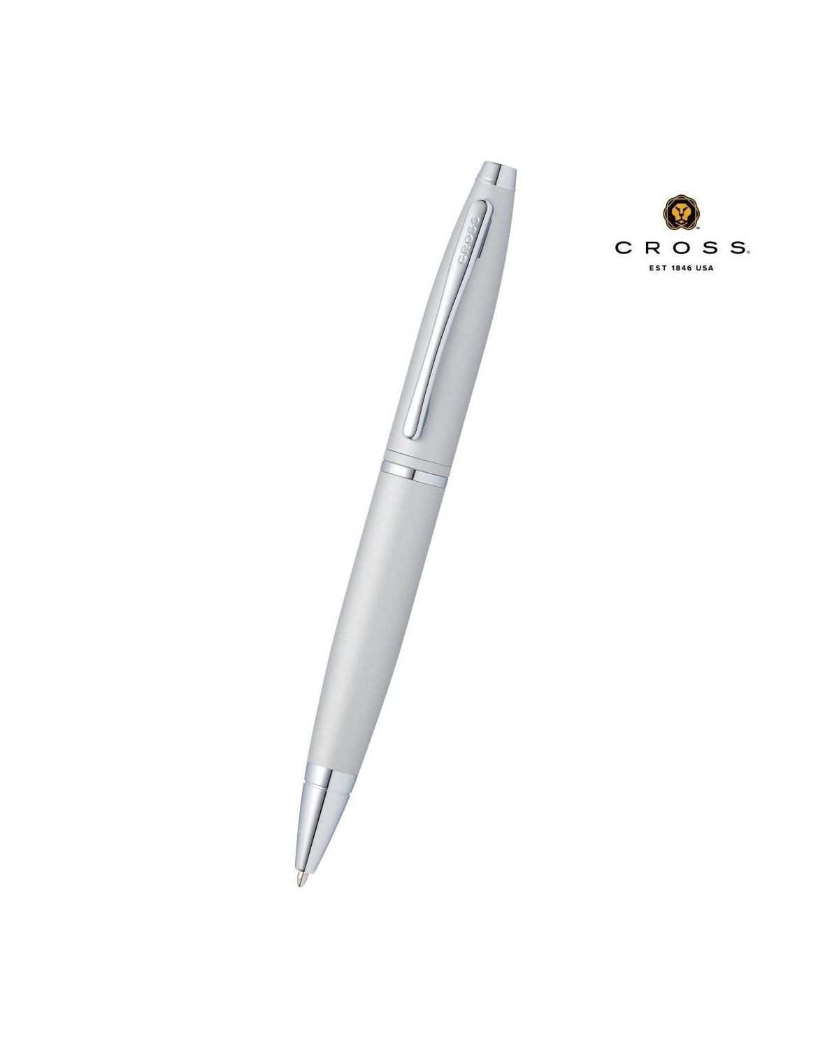 Logaki - Cross CalaisTM Satin Chrome with Polished Chrome Appointments Ballpoint Pen (Blue Ink)