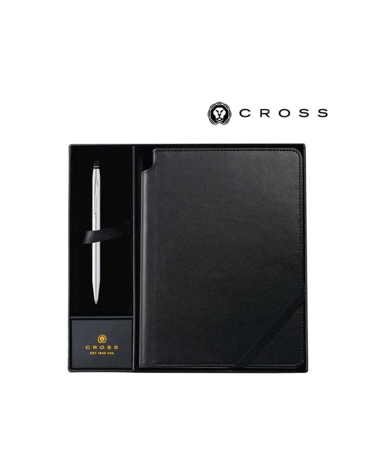 Hagafi - Cross ClickTM Chrome Ballpoint Pen with Classic Black Journal Gift Set