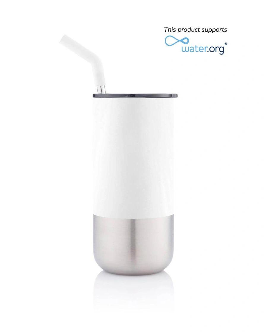 Kedido - BORCULO - CHANGE Collection Insulated Tumbler with Reusable Straw - White
