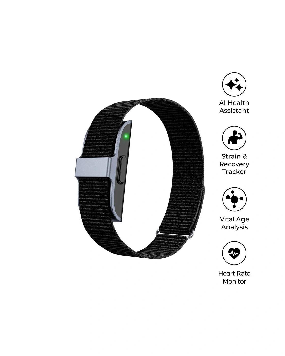 Hehola - CORE VITAL - @memorii Health & Longevity Smart AI Fitness Band - Black