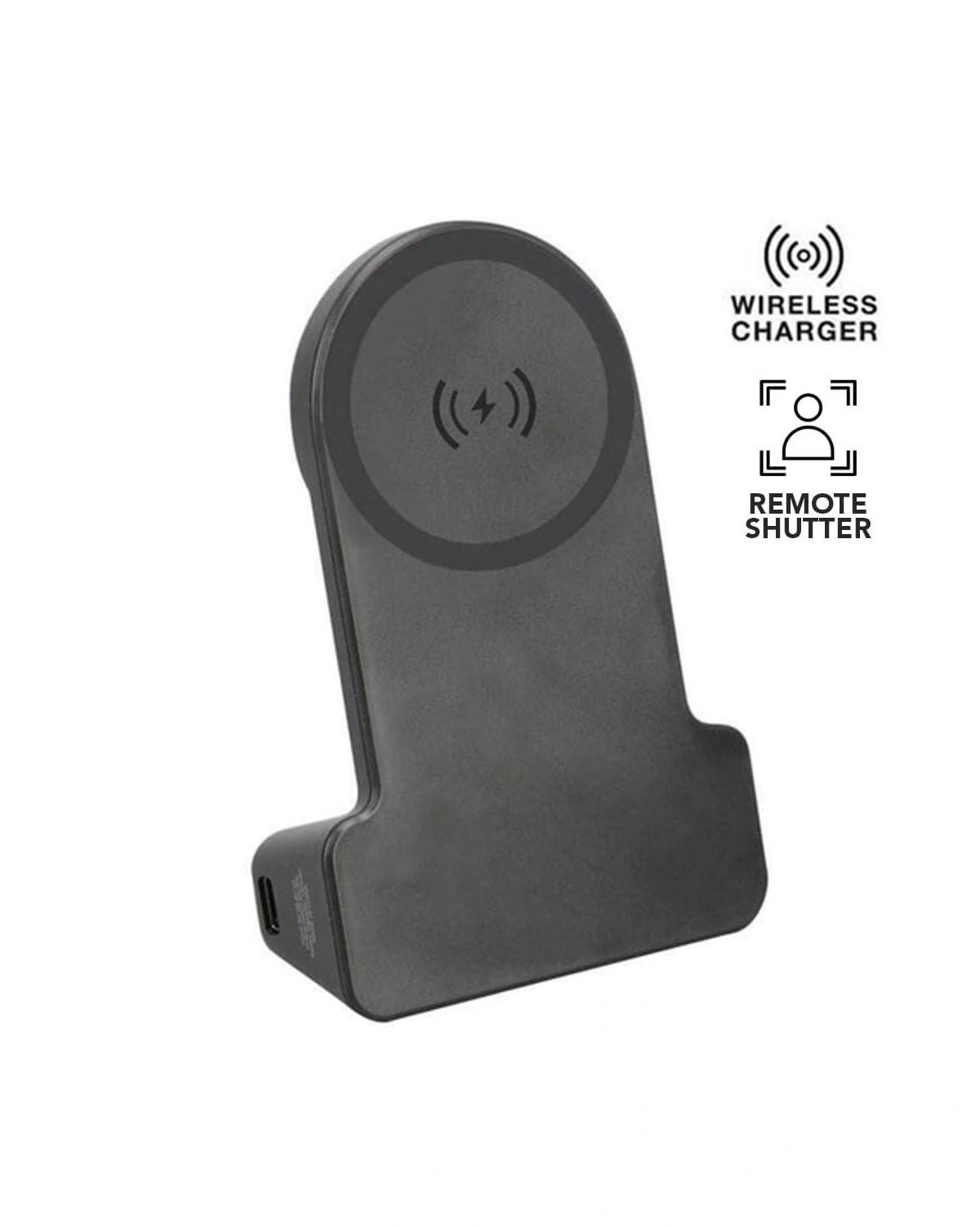 Logoka - KORMAN - @memorii® Magnetic Phone Stand with 15W Wireless Charging and Remote Shutter - Black