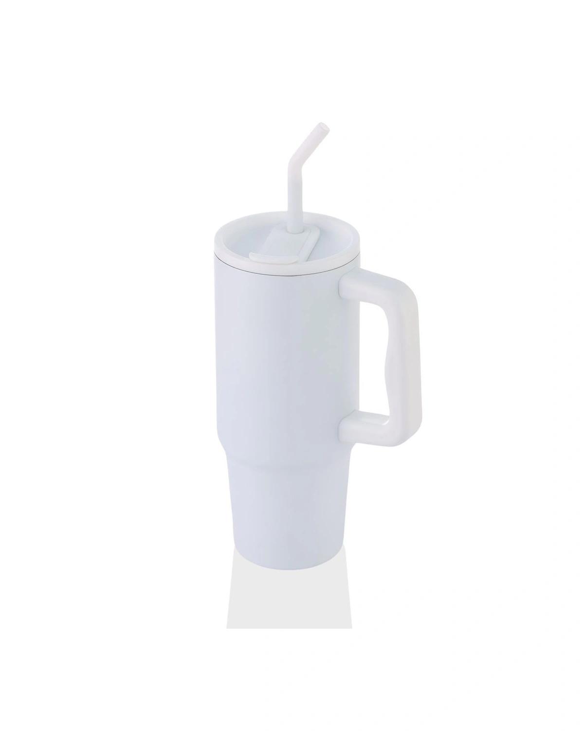 Dihiko - BERN - Recycled Stainless Steel Tumbler with Reusable Straw - White